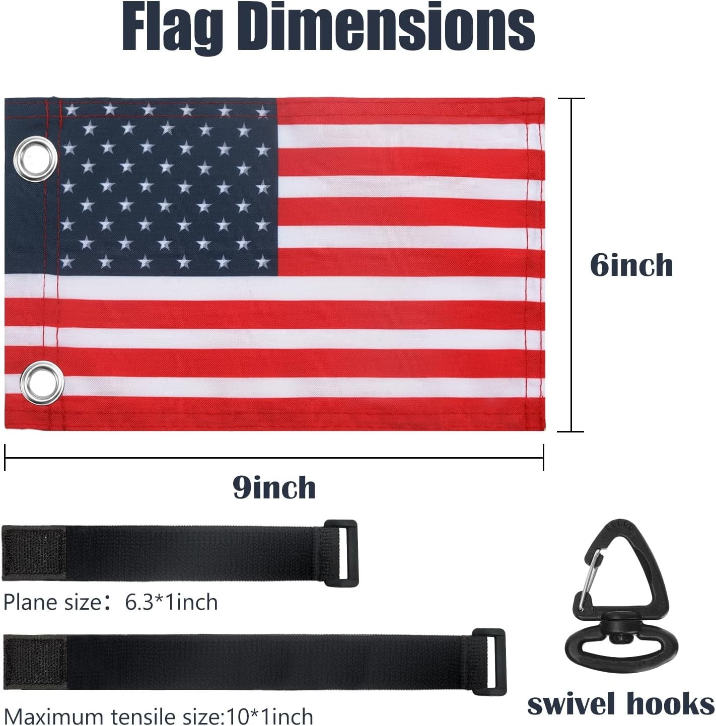 Compact 6″ x 9″ American Flags for Golf Carts – Easy Installation Accessories
