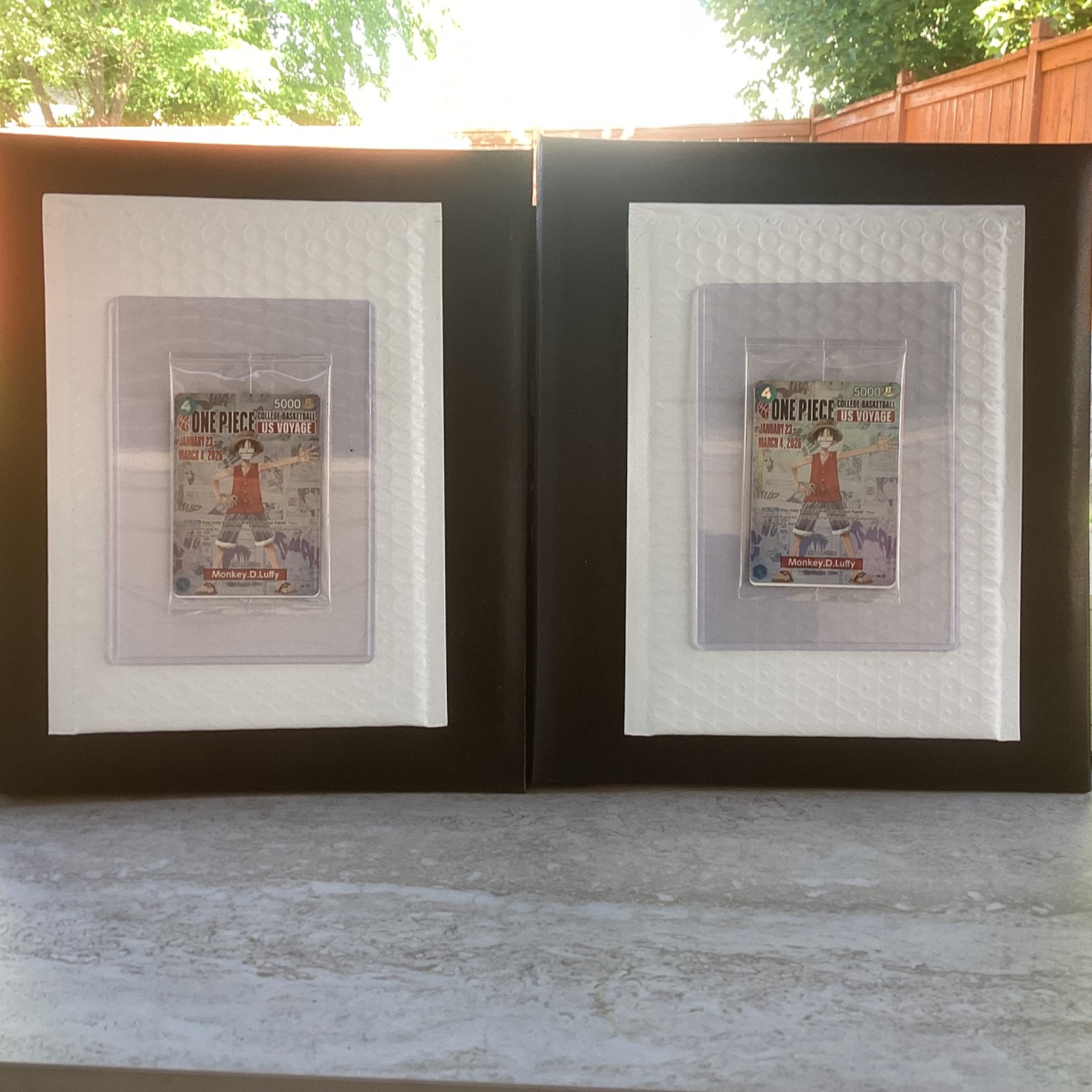 One Piece Monkey .D.Luffy US Voyage college promo SEALED (2 cards for $575)