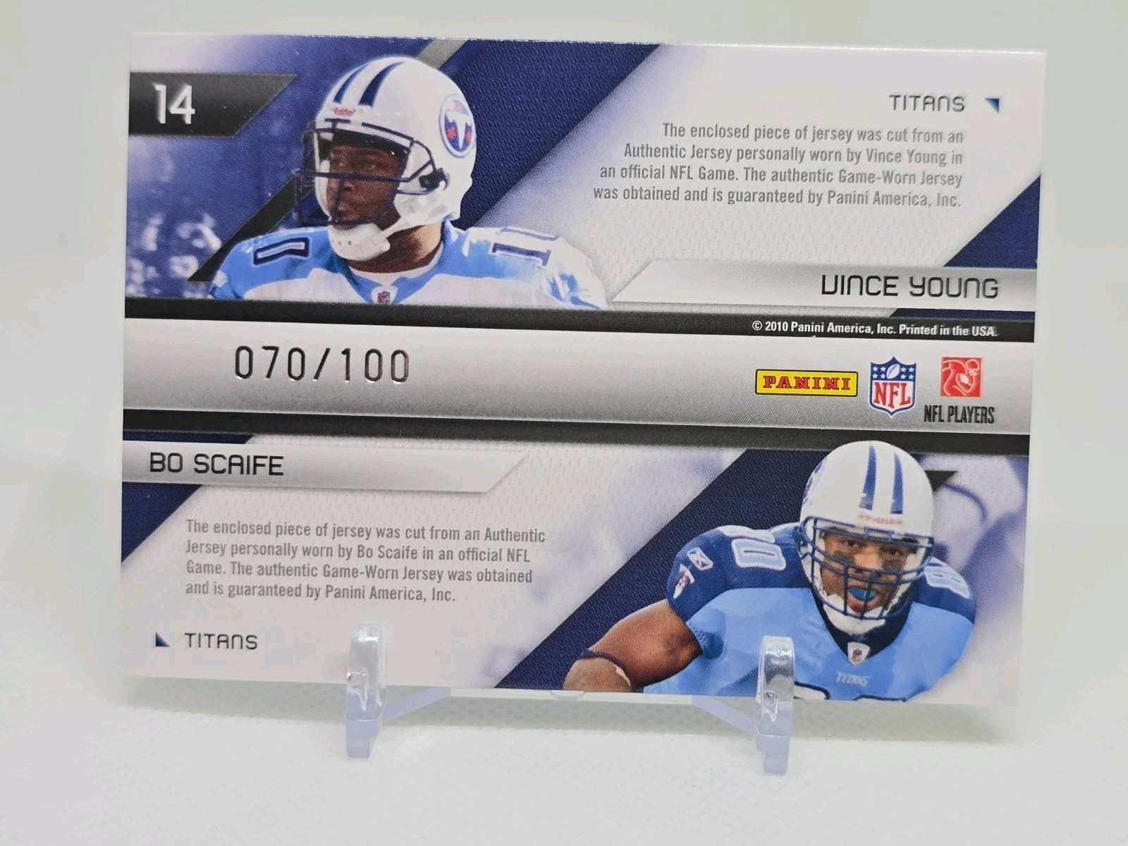 2010 Certified Shirt Off My Back Combos /100 Bo Scaife Vince Young #14