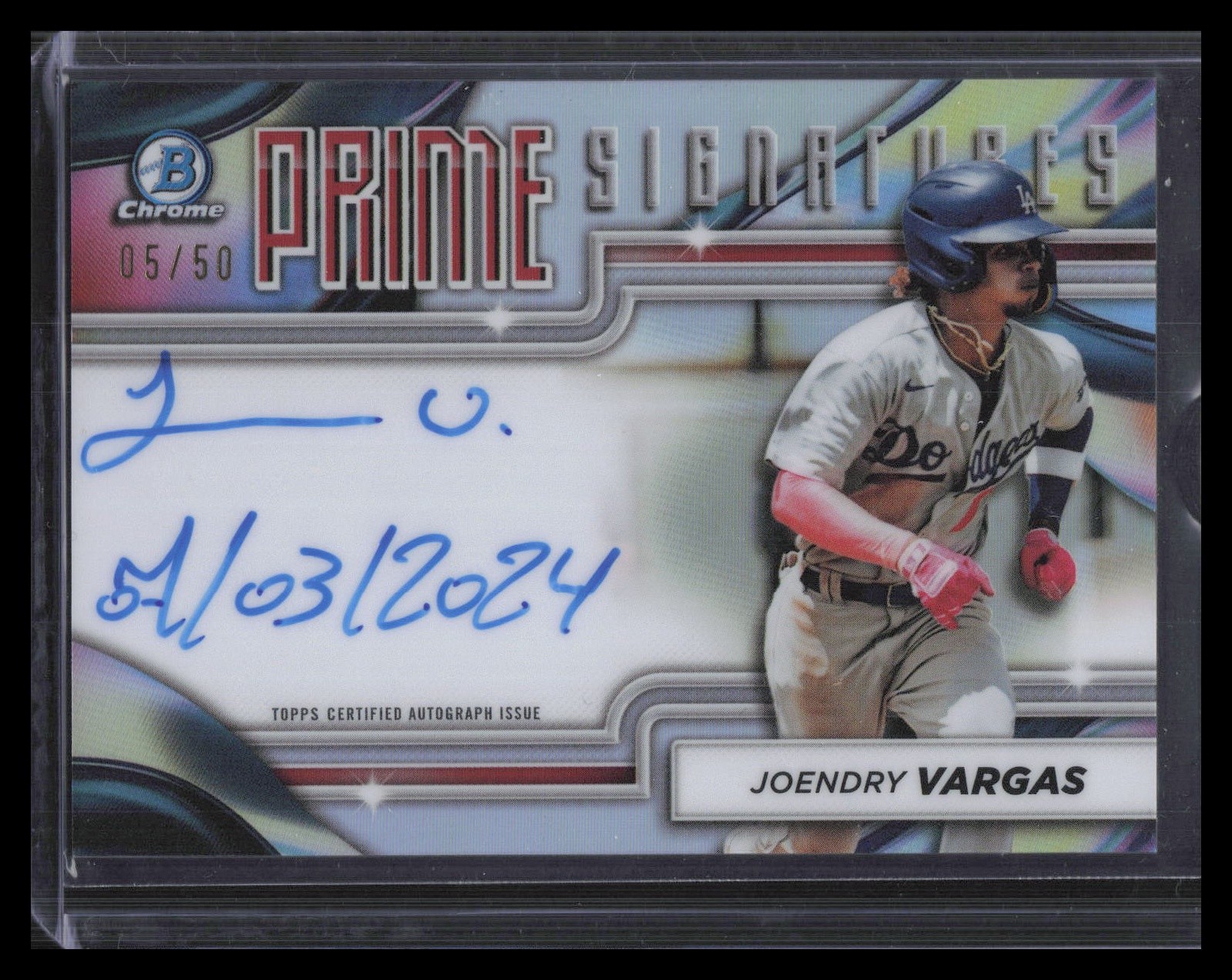 Joendry Vargas 2024 Bowman Chrome #PCS-JV Prime Chrome Signatures #/50