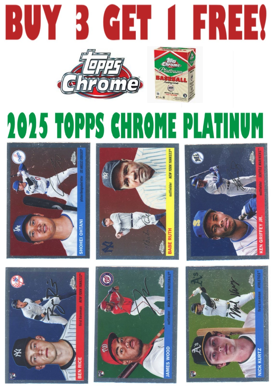 2025 Topps Chrome Platinum Anniversary (BUY 3 GET 1) You Pick/Choose (251-500)