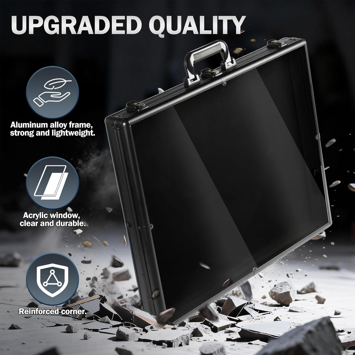 Card Display Case with LED Light for Trading Card, 34 X 22 Inch Aluminum Large P