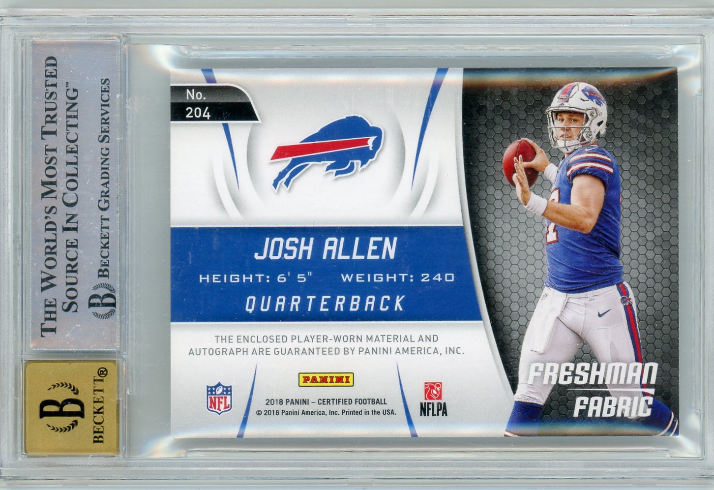 2018 Certified Josh Allen RC Patch Auto RPA #17/175 Jersey Number 1/1 BGS 9/10