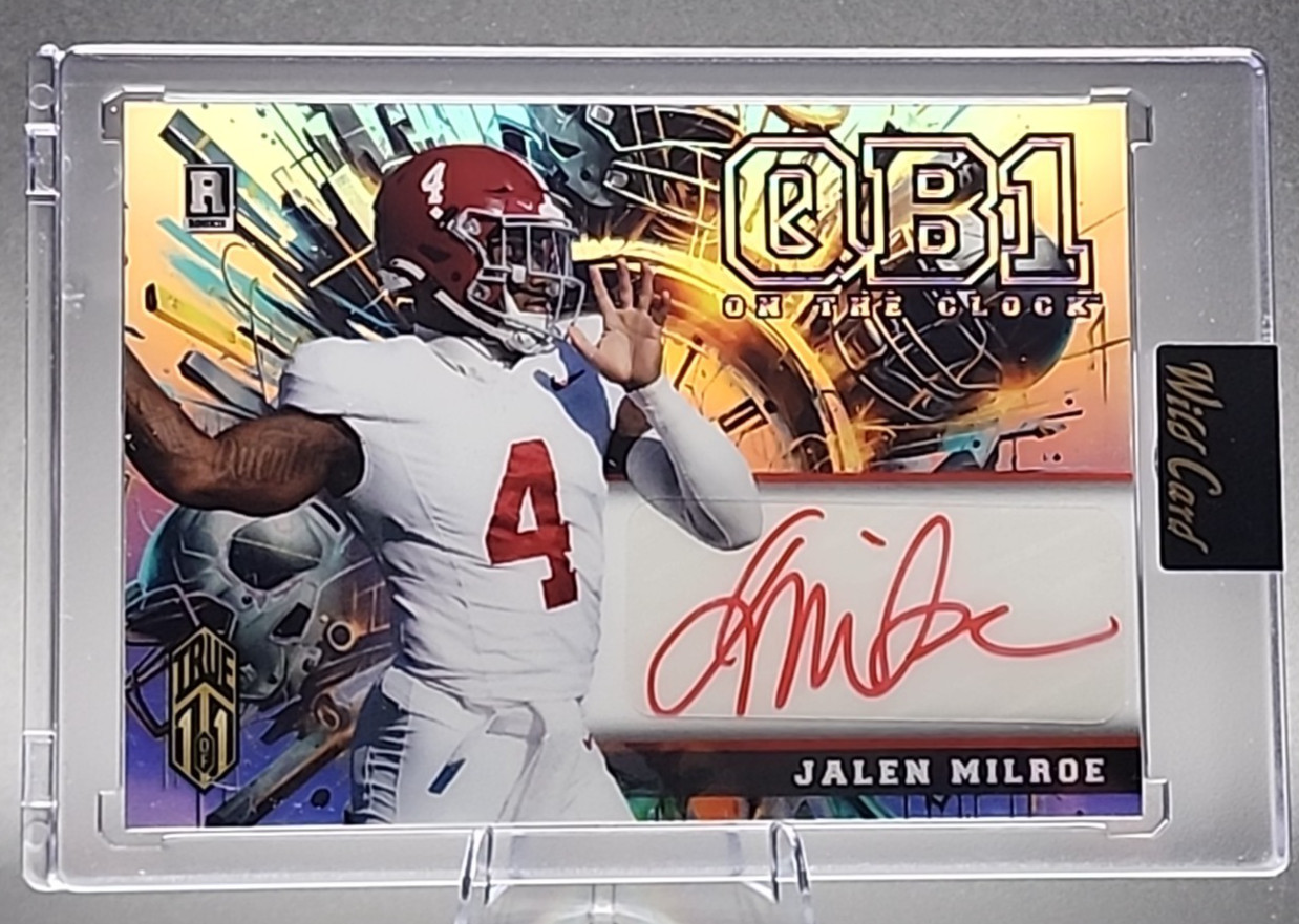 Jalen Milroe TRUE 1/1 2024 Wild Card QB1 Rookie RC Auto Seattle Alabama 1 of 1