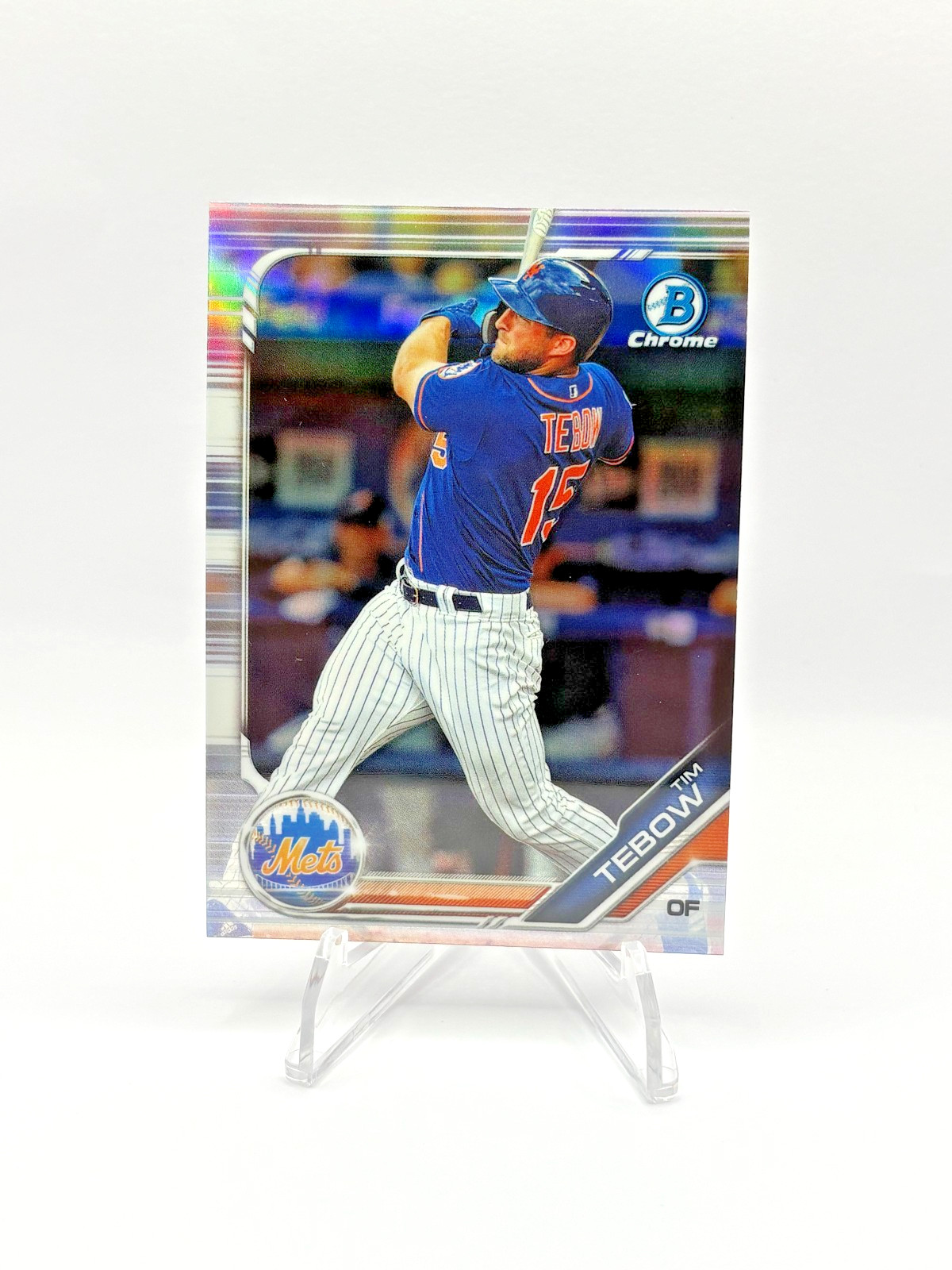 Tim Tebow 2019 Bowman Draft Chrome REFRACTOR BASEBALL Rookie Card (RC) – LEGEND!