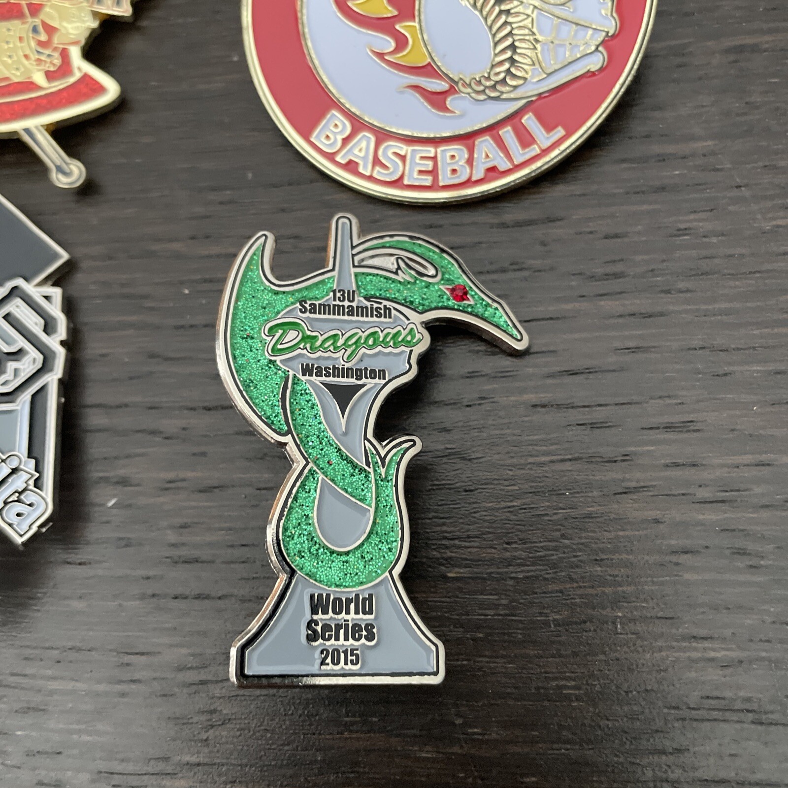 4 Misc Baseball Pins Vegas Fire, 2015 Stuntman, 2015 Santa Clarita, 2015 Dragons