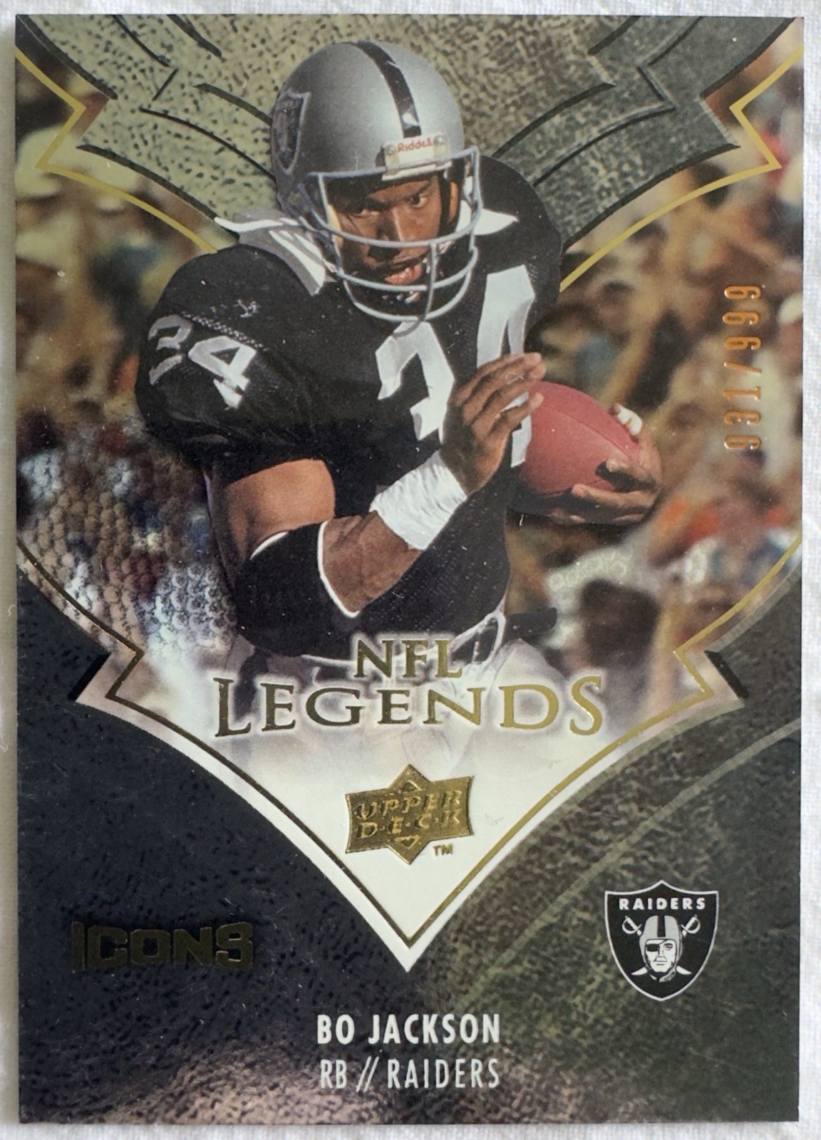 2008 Upper Deck BO JACKSON “ICONS” NFL LEGENDS 931/999