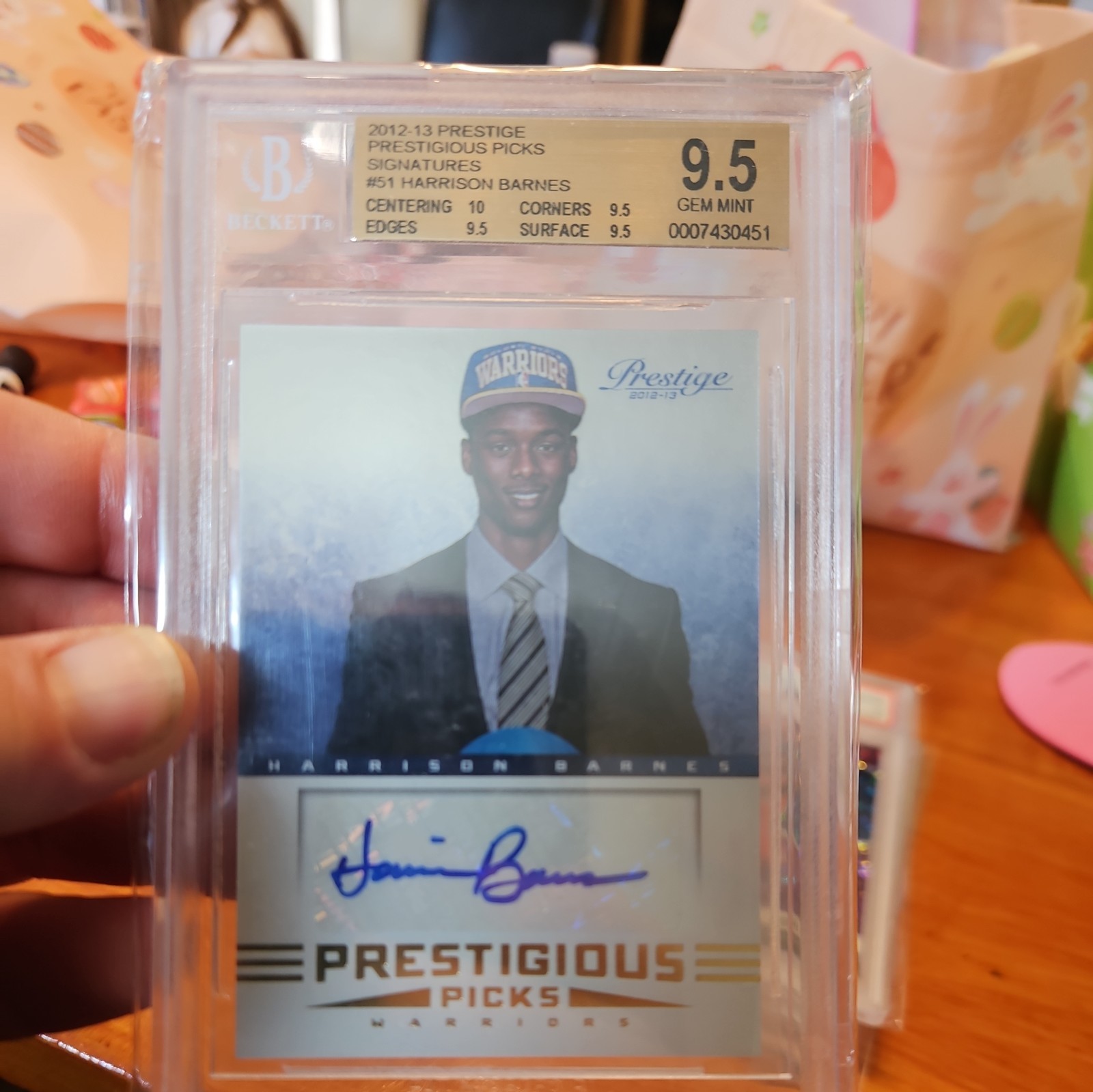 2012-13 Panini Prestige Prestigious Picks Signatures Harrison Barnes Auto Golden
