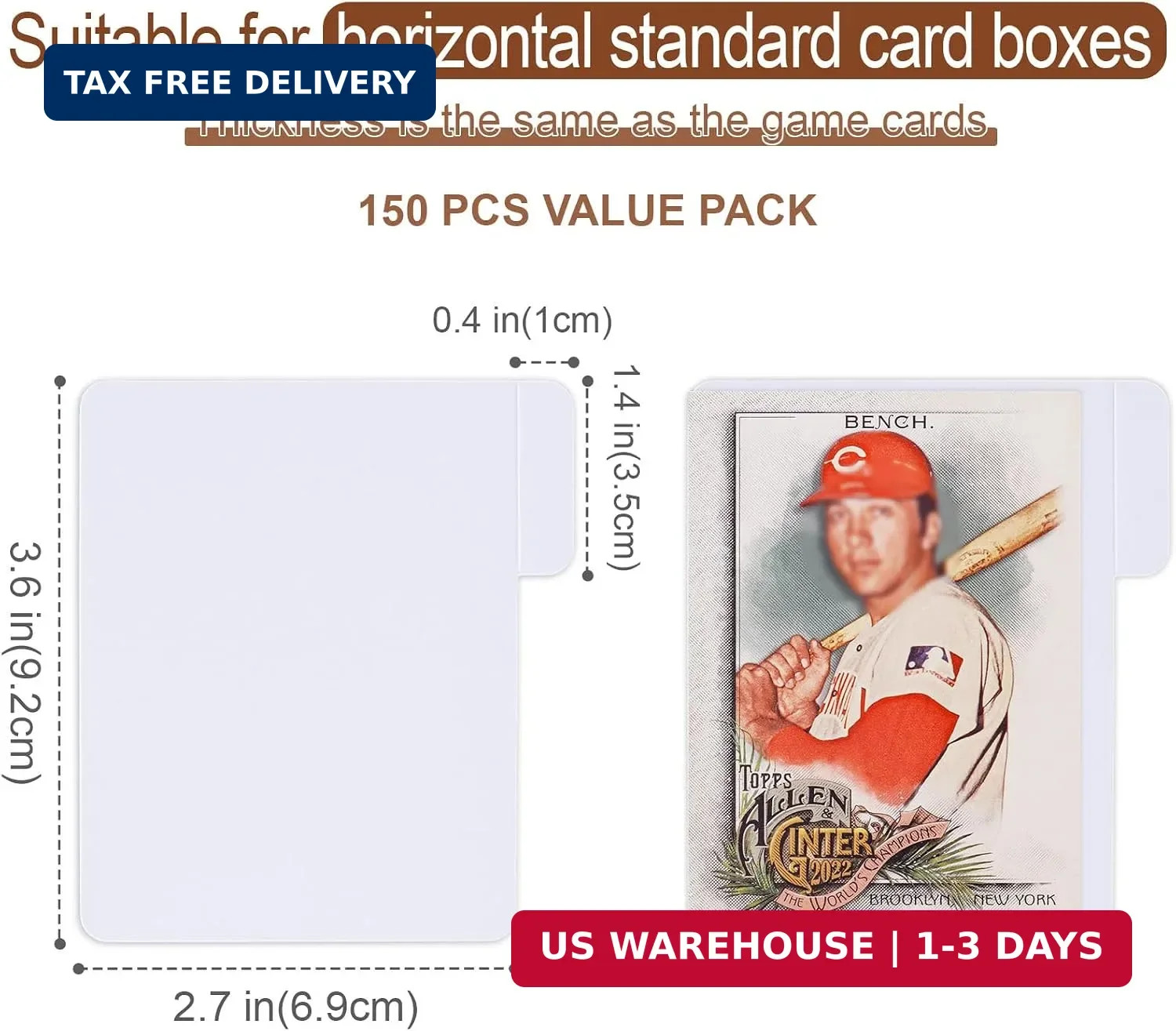 Trading Card Dividers for Standard Card Storage Boxes, 150PCS Paper Divider Card