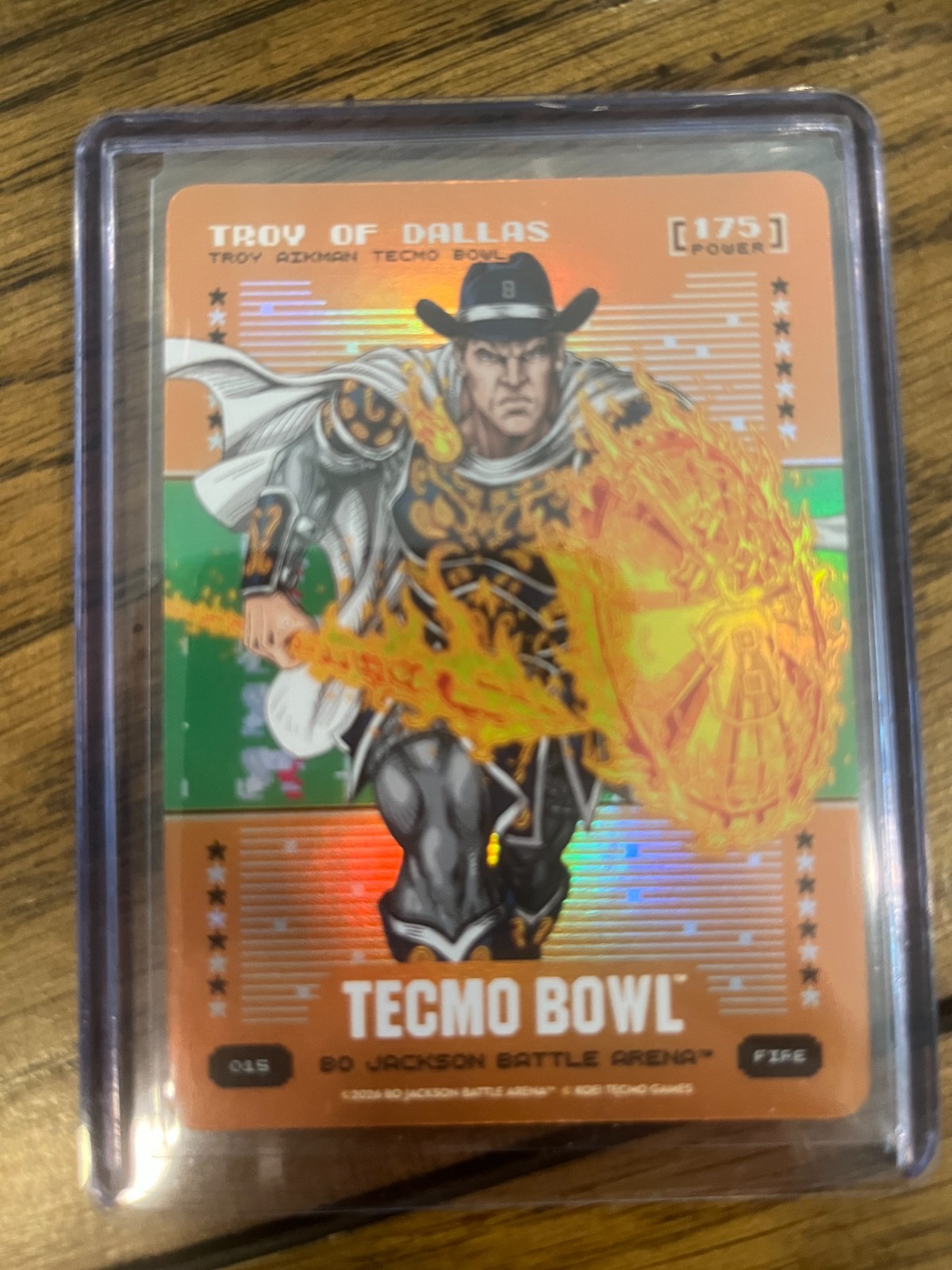 Bo Jackson Battle Arena Tecmo Bowl TROY OF DALLAS Orange Battlefoil Fire
