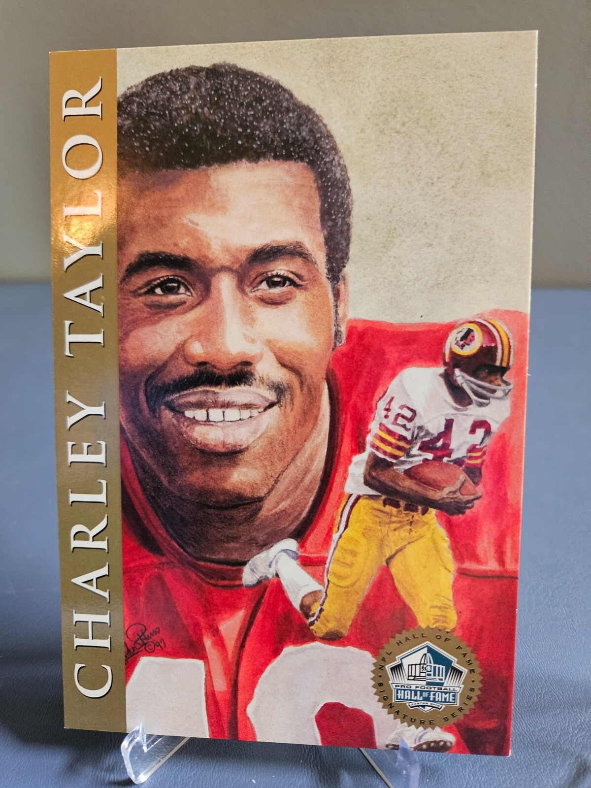 CHARLEY TAYLOR Unsigned Gold 1998 Football Signature Series Post Card