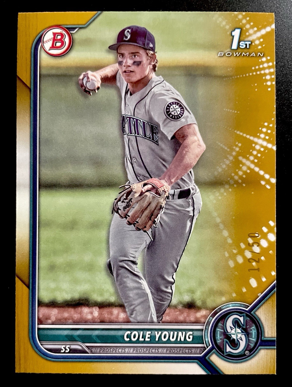 Cole Young 2022 Bowman Draft Gold #12/50 Rookie Card 1st RC #BD112 Mariners