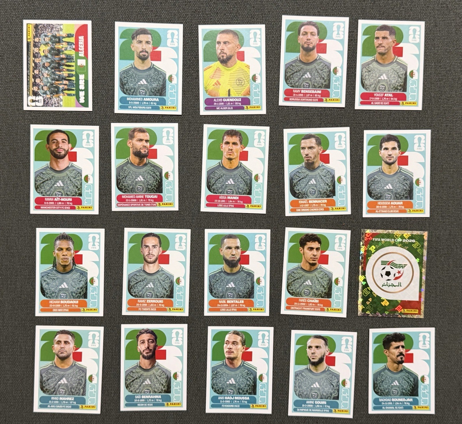 Panini FIFA World Cup 2026 Full Team ALGERIA Sticker Lot of 20