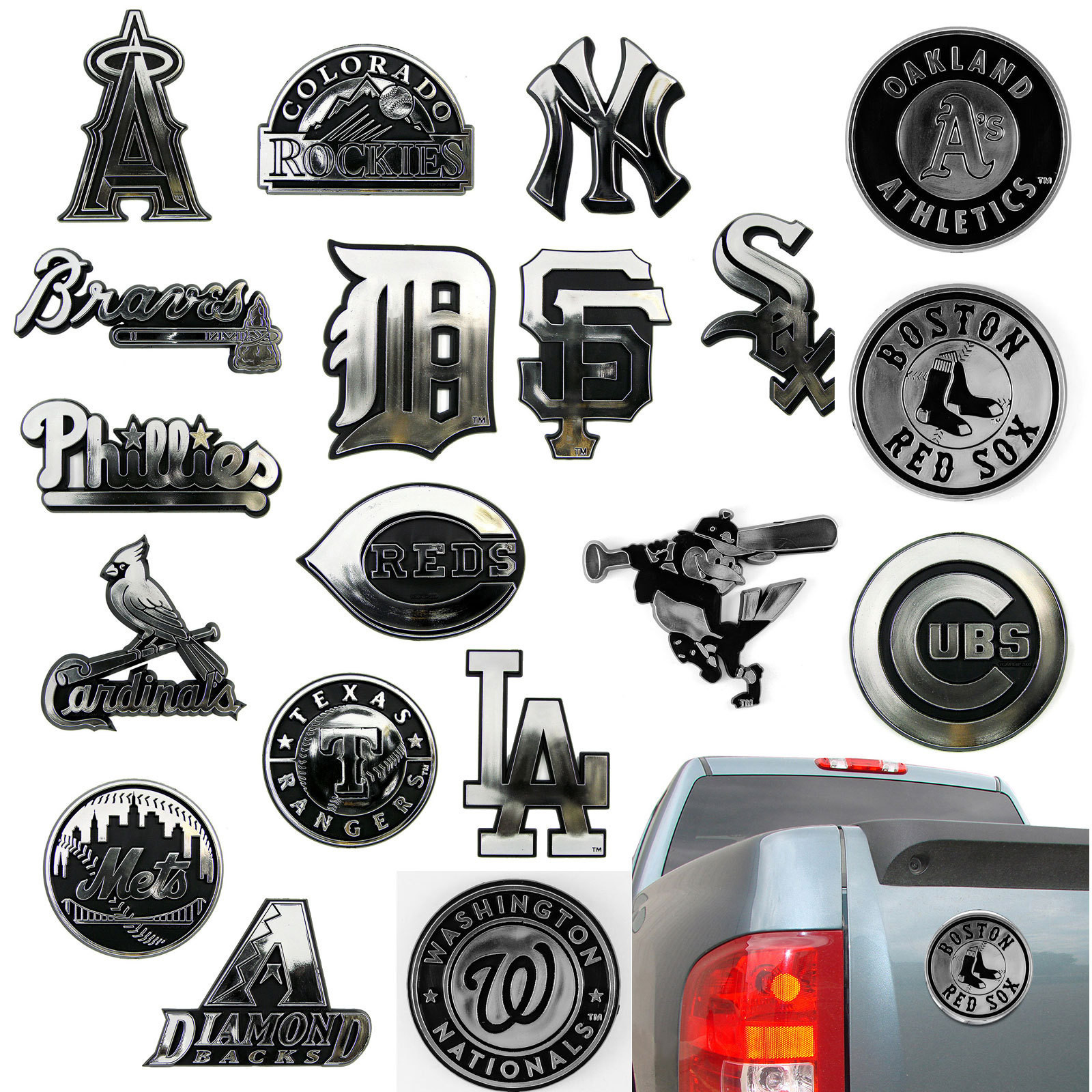 New MLB Pick Your Team 3D Chrome Plastic Auto Car Truck Emblem Sticker Decal