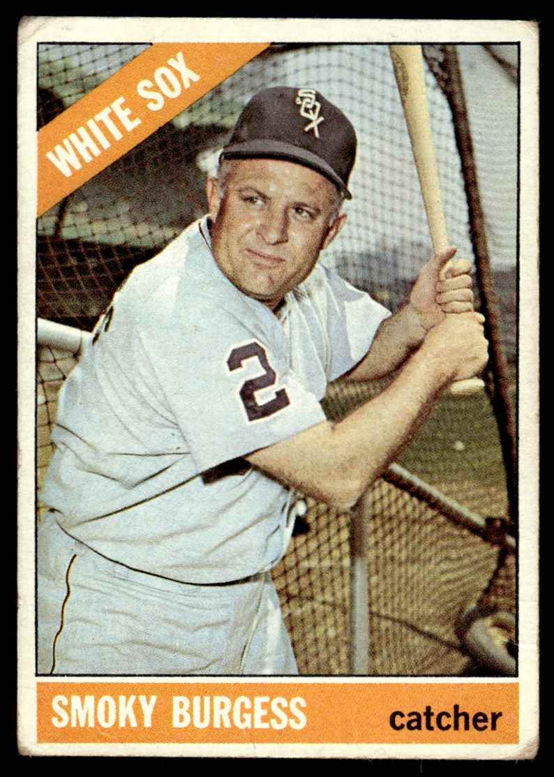 1966 Topps Baseball Card (Damaged) Smoky Burgess Chicago White Sox #354