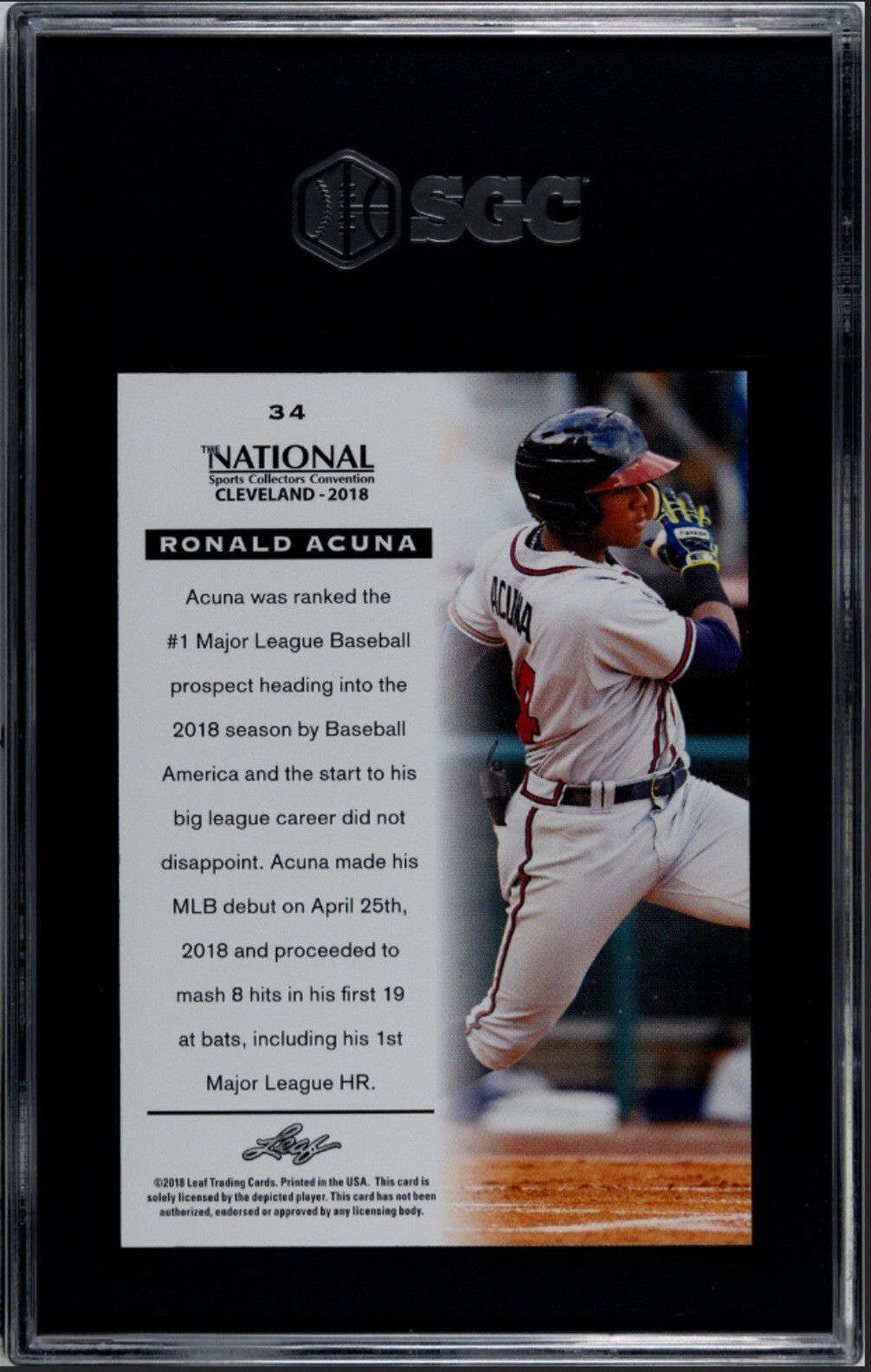 2018 Leaf The National Baseball #34 Ronald Acuna Jr Rookie Card Braves SGC 9.5