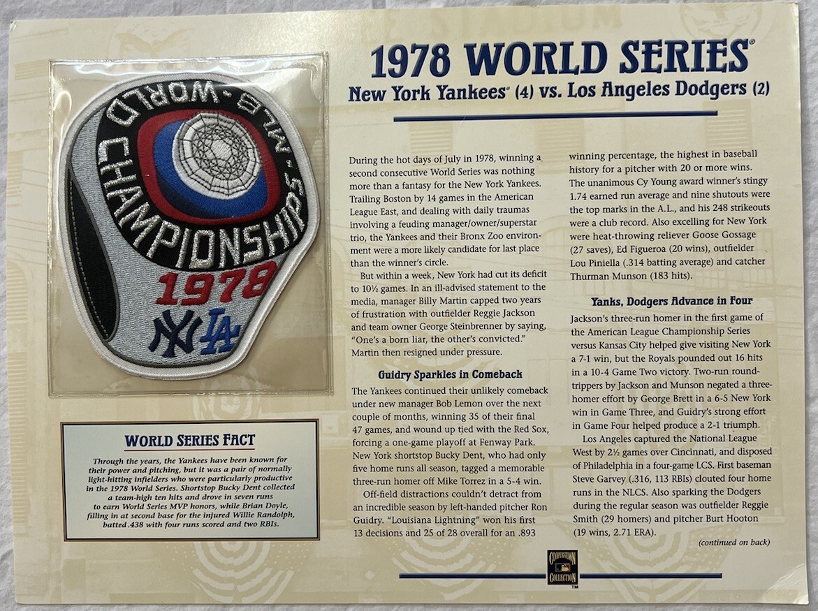 1978 WORLD SERIES 1978 4.2×5 Inches PATCH MLB Cooperstown Collection Brand New