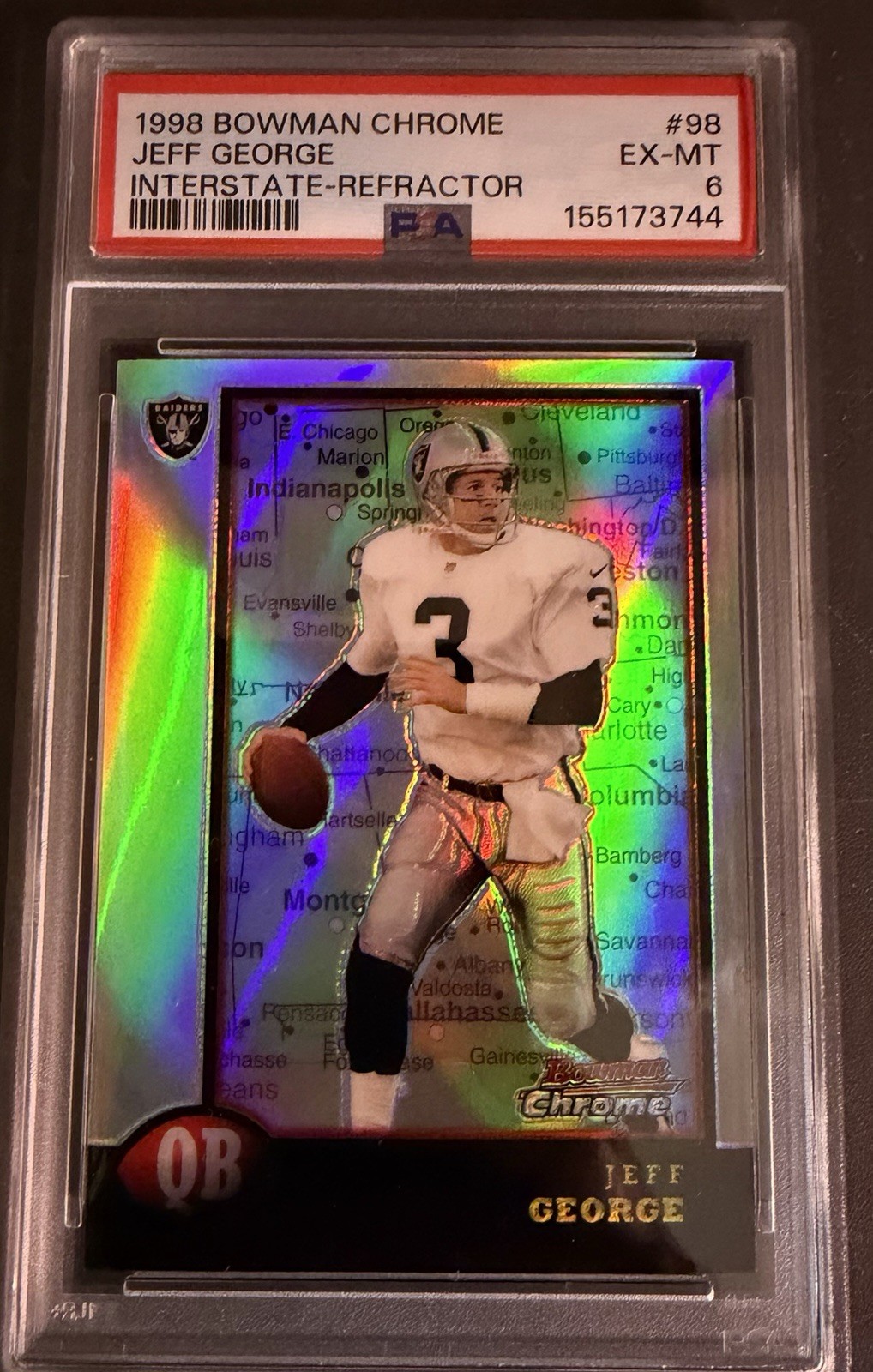 Jeff George 1998 Bowman Chrome Interstate Refractor PSA 6