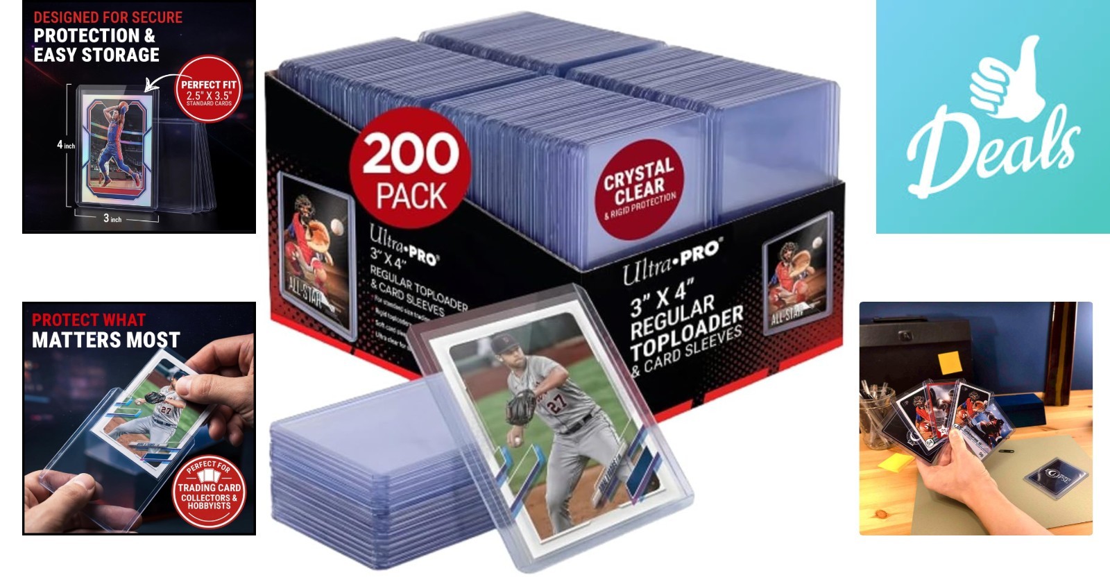 Clear Toaploader Card Protectors – 200ct 3″ x 4″ Bundle for Collectors