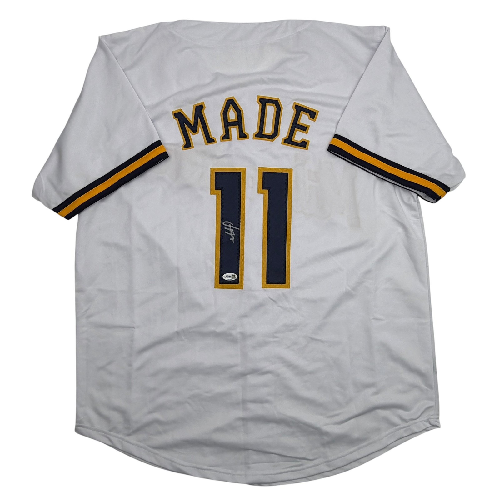 Autographed/Signed Jesus Made Milwaukee White Baseball Jersey JSA COA