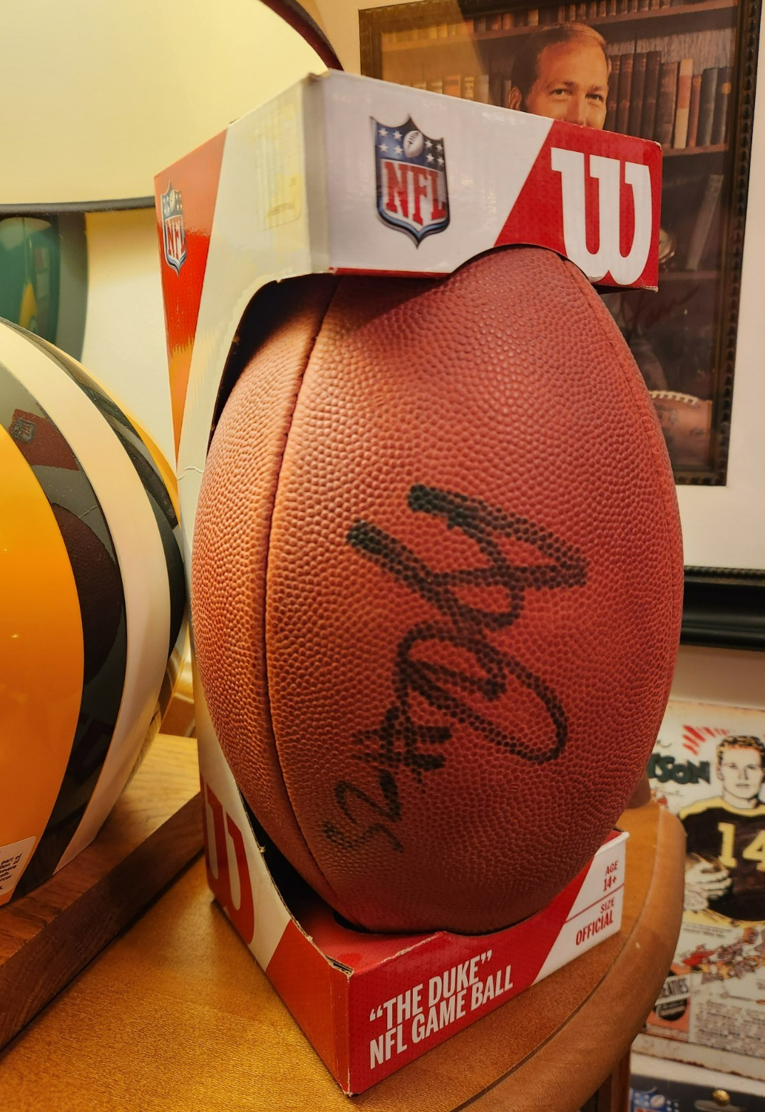 PACKERS AUTOGRAPHED AJ DILLION OFFICIAL “THE DUKE” NFL GAME WILSON FOOTBALL COA