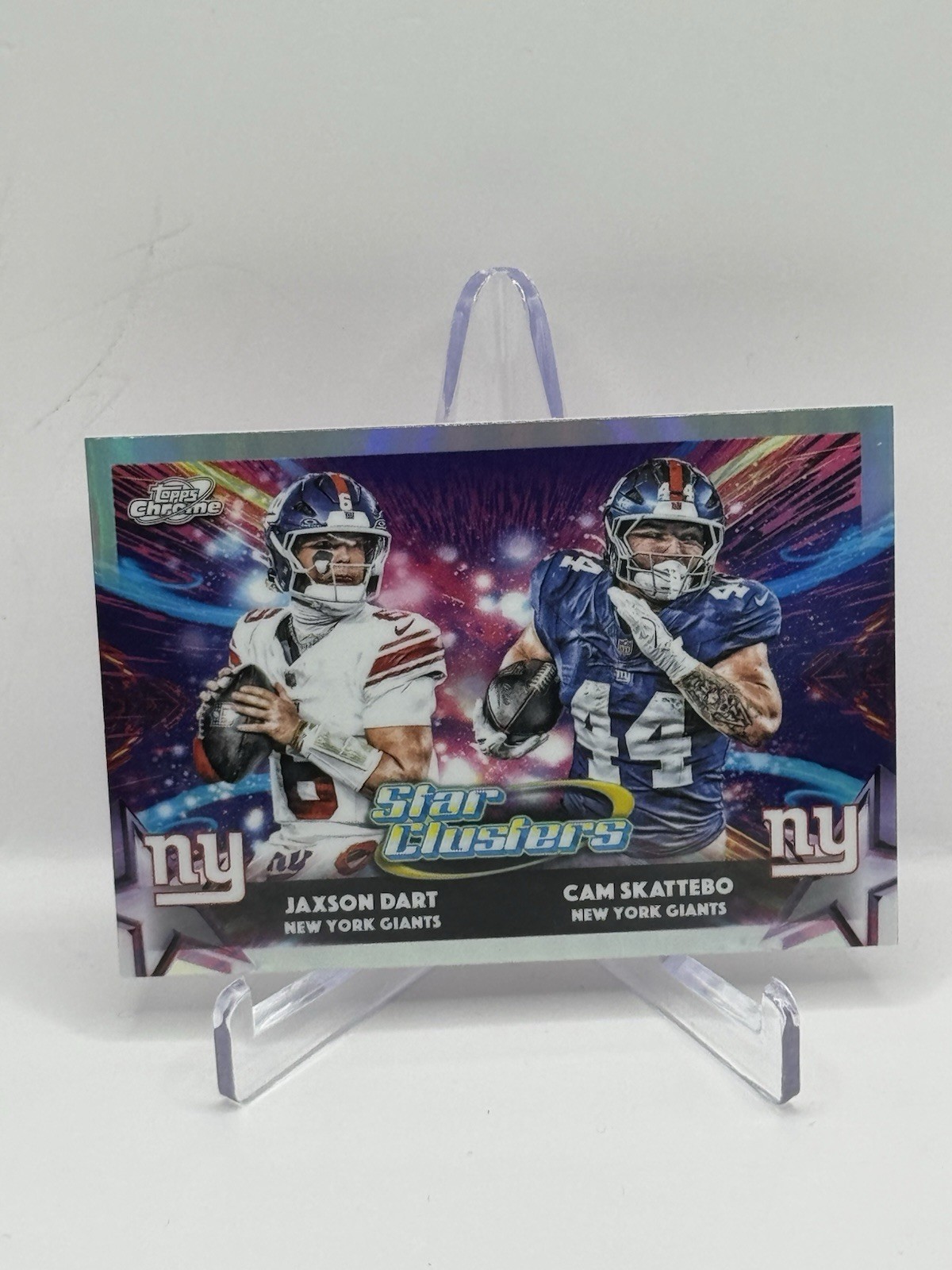 2025 Topps Chrome Cosmic Star Clusters Jaxson Dart Cam Skattebo SC-14 Giants NFL