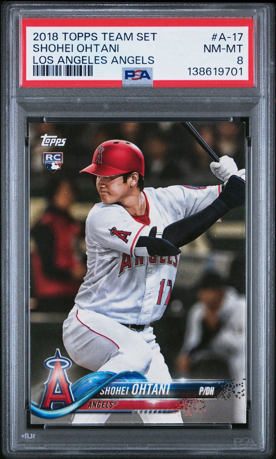 2018 TOPPS TEAM SET LOS ANGELES ANGELS #A-17 SHOHEI OHTANI RC PSA 8