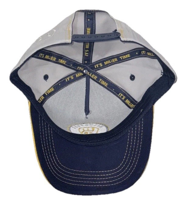 Milwaukee Brewers Embroidered SnapBack Striped Hat Miller Lite Baseball Cap