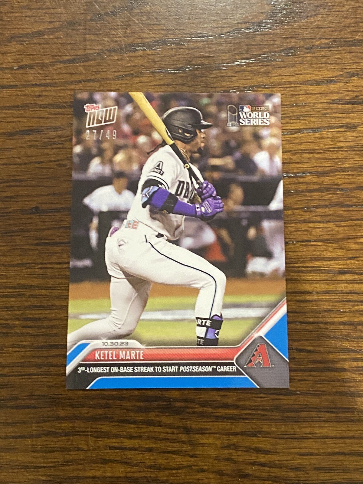 2023 Topps NOW #1060 Ketel Marte On Base Streak World Series Blue Parallel /49