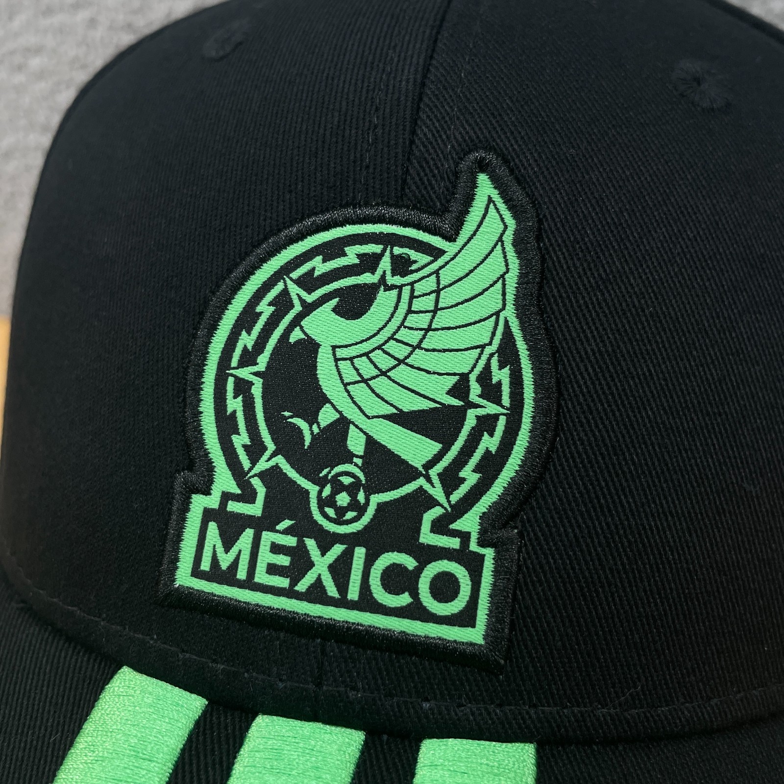 Adidas Mexico 26 Baseball Cap Hat Black 3 Stripes Adjustable One Size FMF KE7873