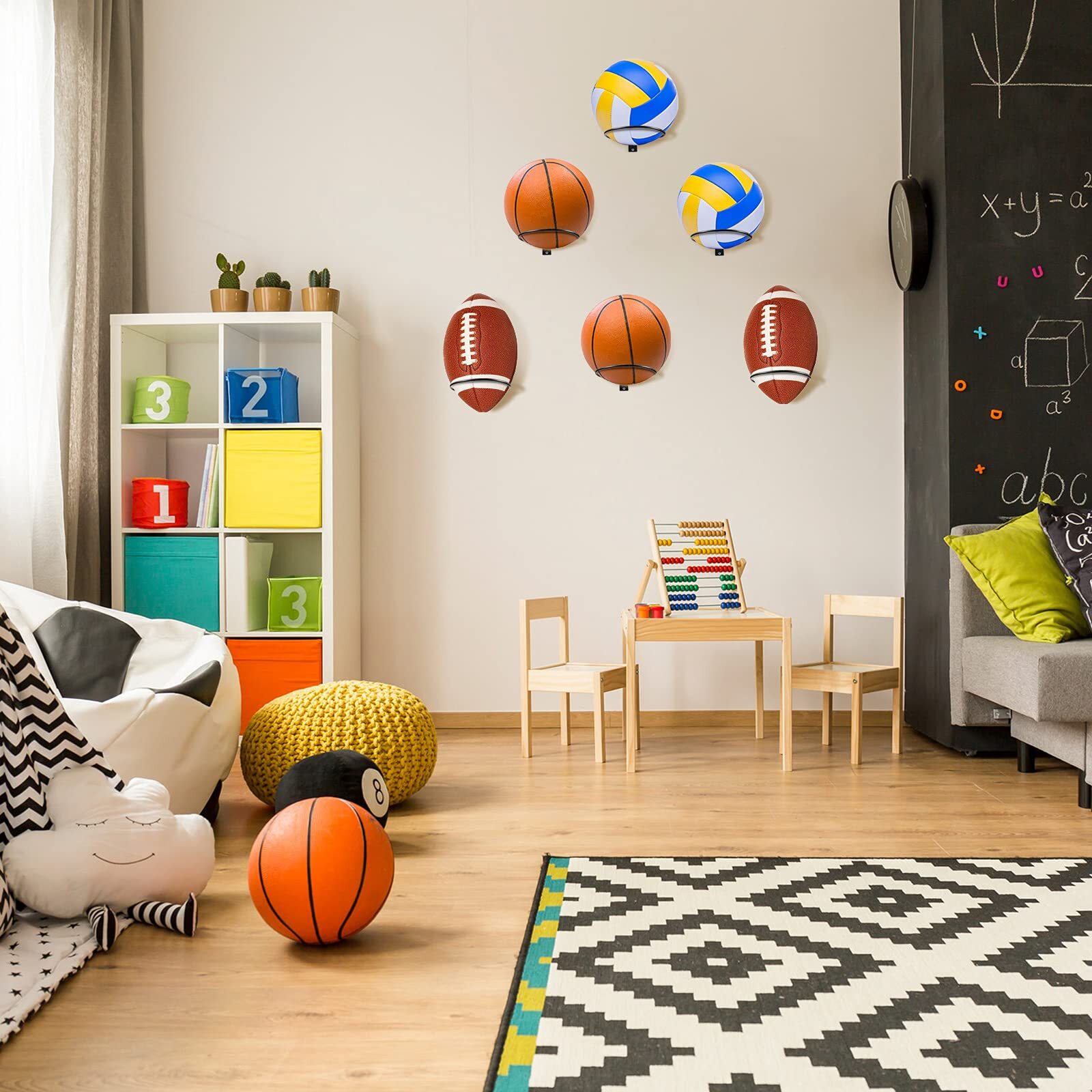 30 Pcs Wall Mounted Basketball Holder Soccer Ball Shelf Display Rack Stand