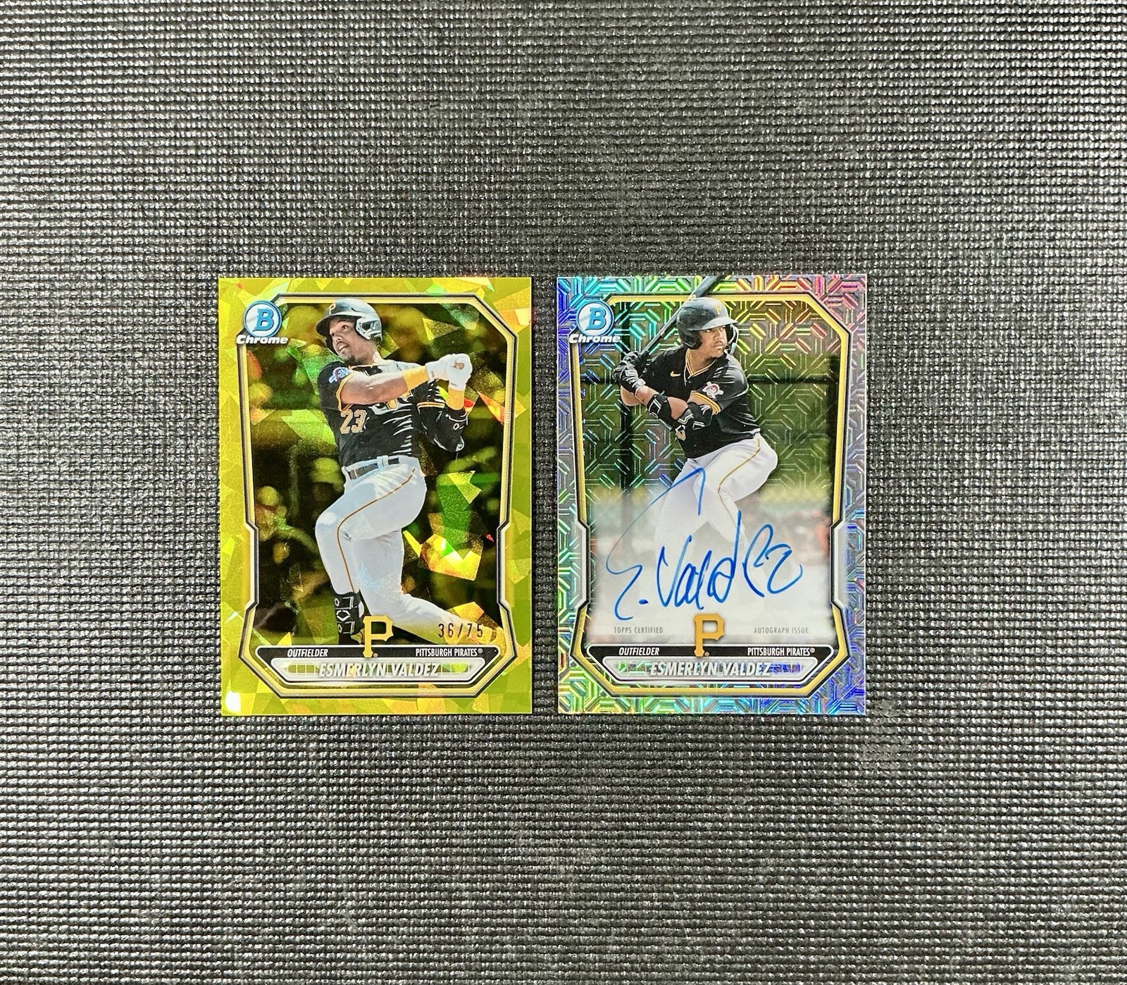 2026 Bowman Chrome Esmerlyn Valdez Mega Box Mojo Auto + Yellow Sapphire /75 RC