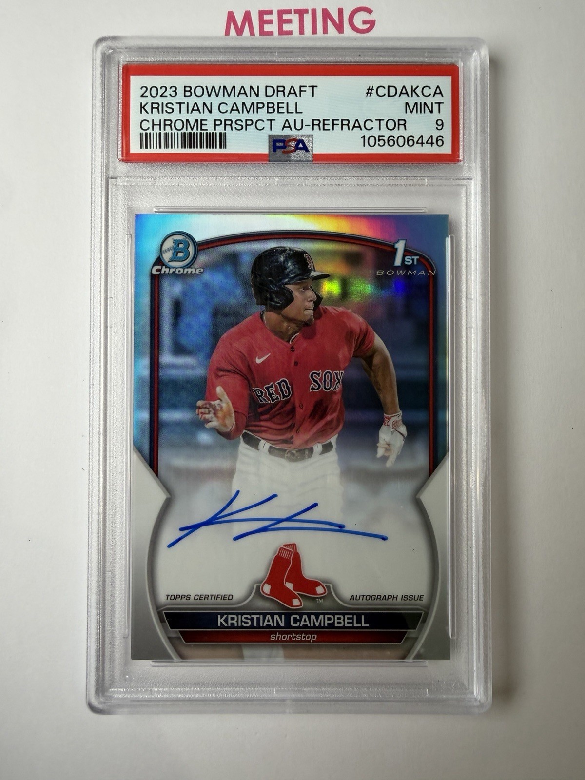 2023 1st Bowman Chrome Prospect Refractor Kristian Campbell AUTO /499 PSA 9!