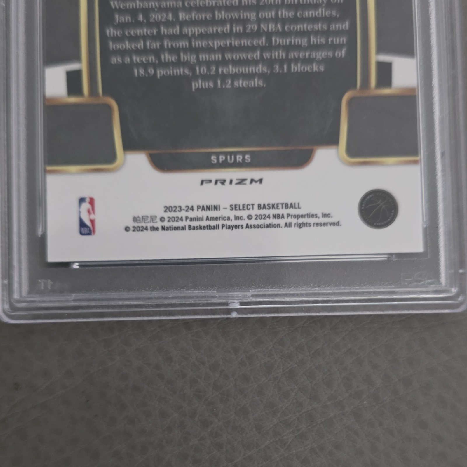 Panini 2023-24 Select Concourse Victor Wembanyama #87 Silver Prizm RC PSA 10