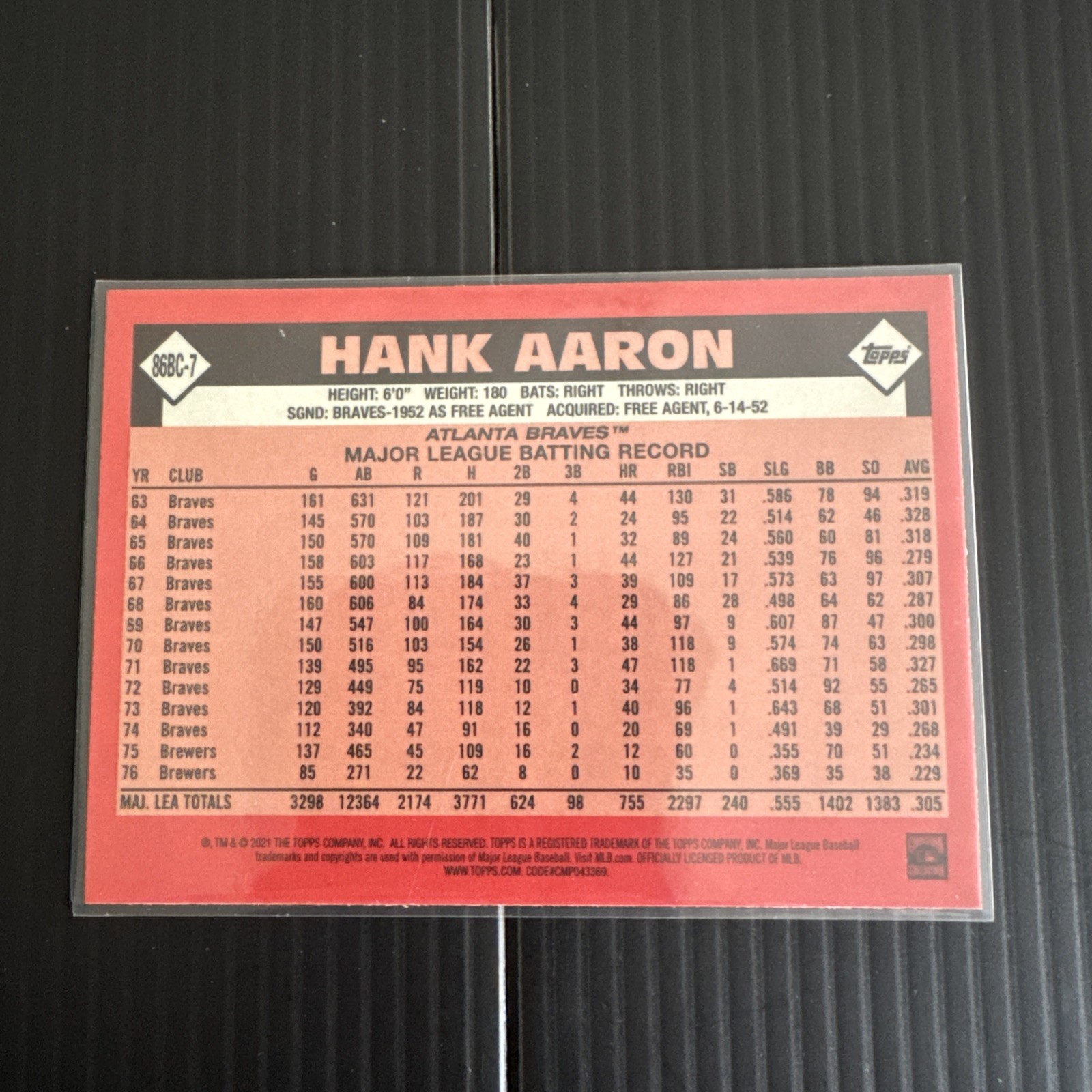 Hank Aaron Silver Pack Mojo 2021 Topps #86BC-7 Braves