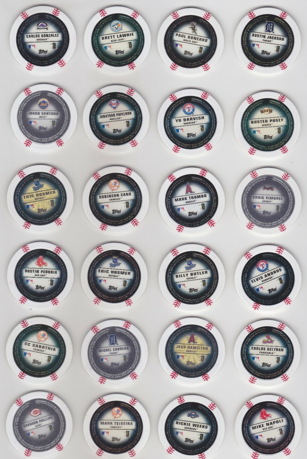2013 Topps MLB Chipz – Glow in the Dark Poker Chips – You Pick Your Chipz