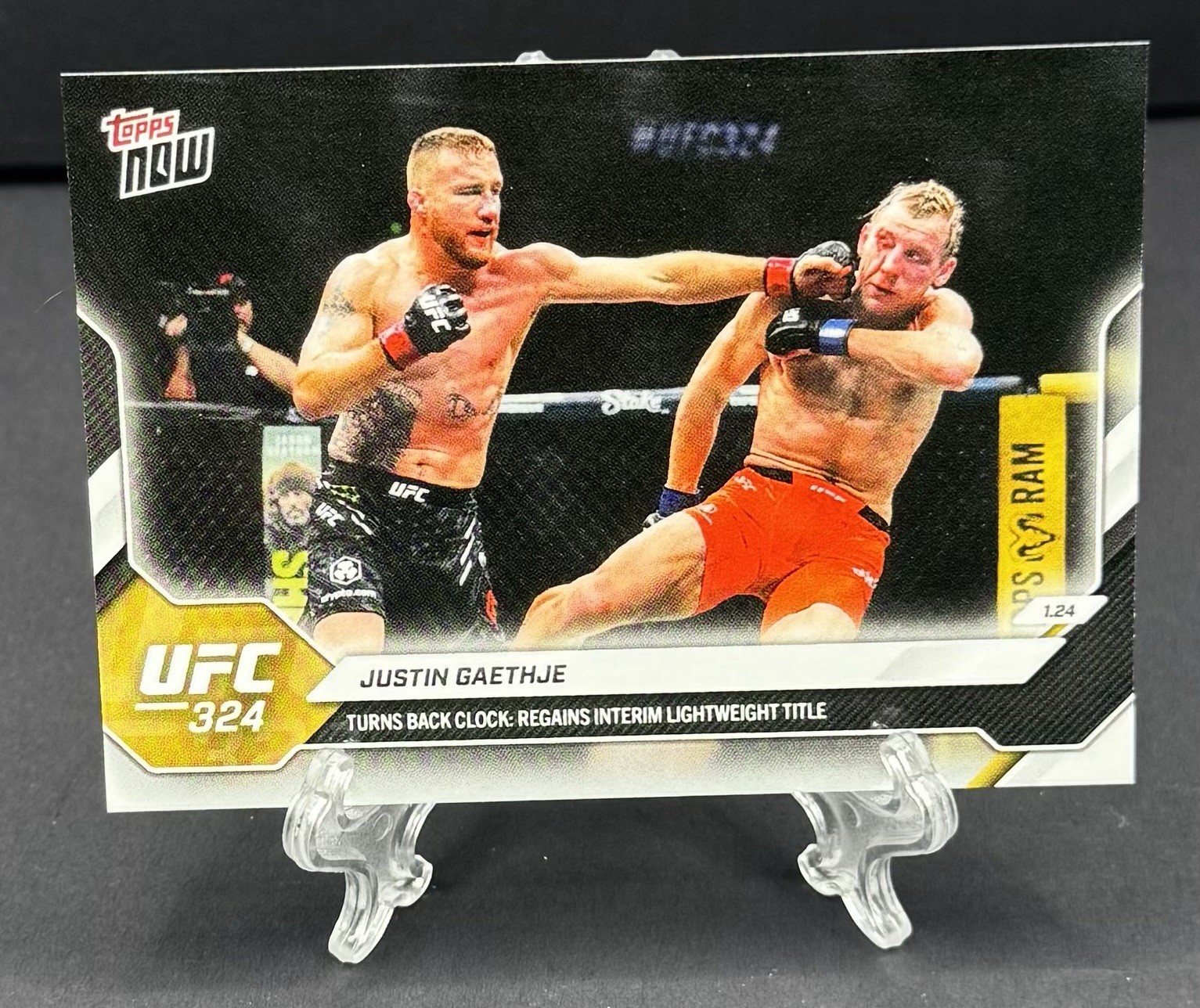 2025 Topps Now UFC 324 Justin Gaethje Turns Back Clock Card #1