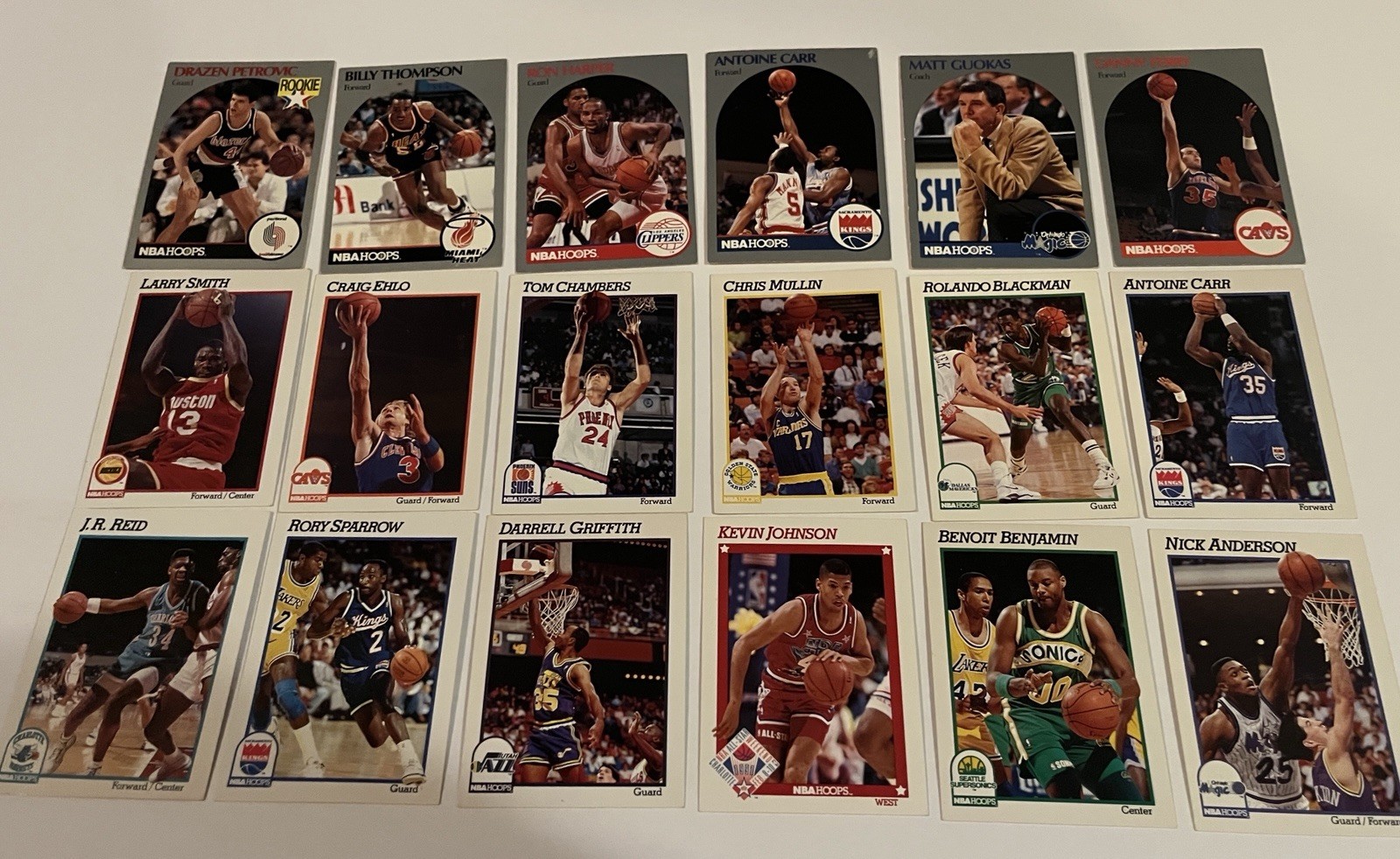 1990 – 1991 – NBA Hoops Basketball Cards Lot Of 18 Cards