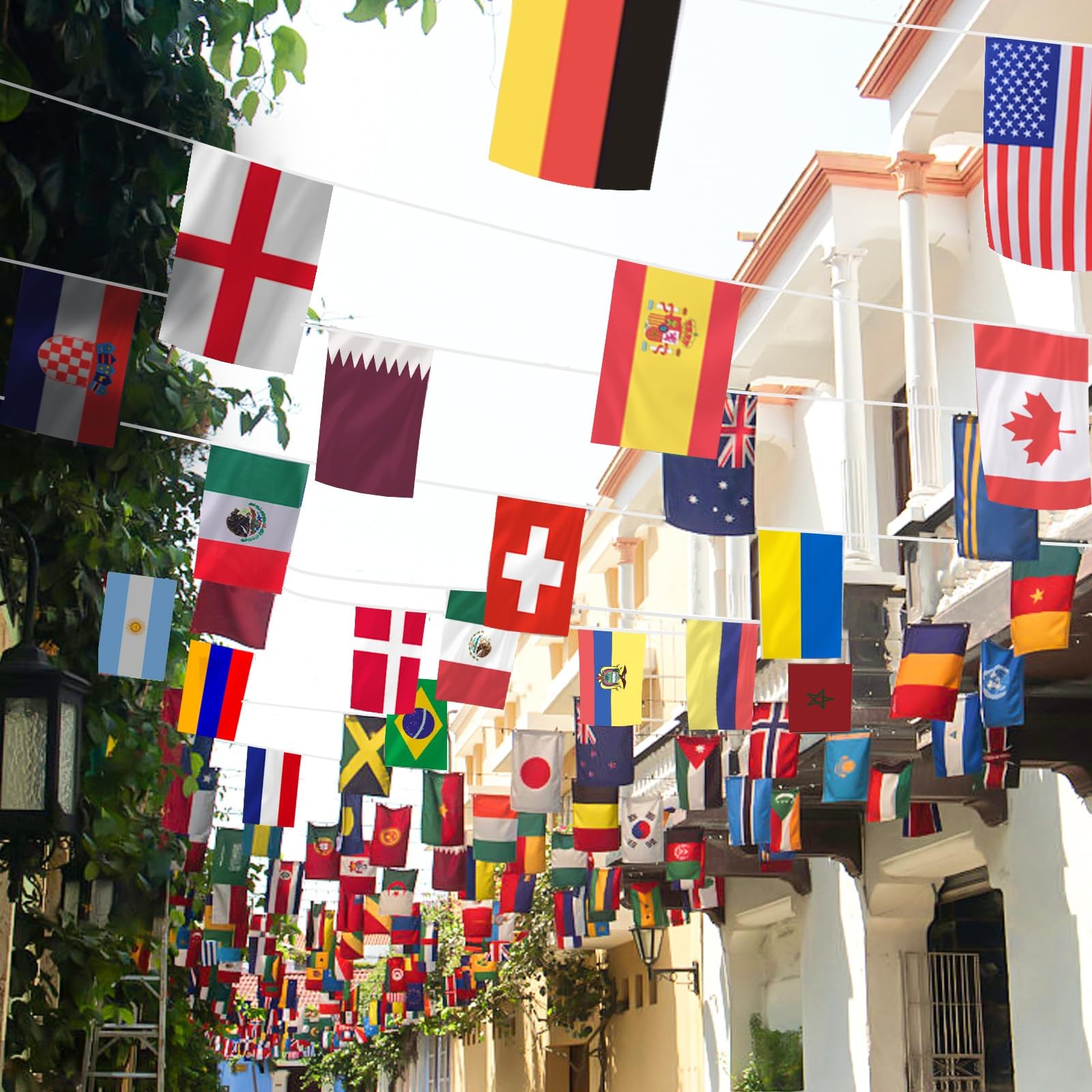 AhfuLife 48 Countries World Flag String 7.87 x 11.02 in-1 Pack, Cup