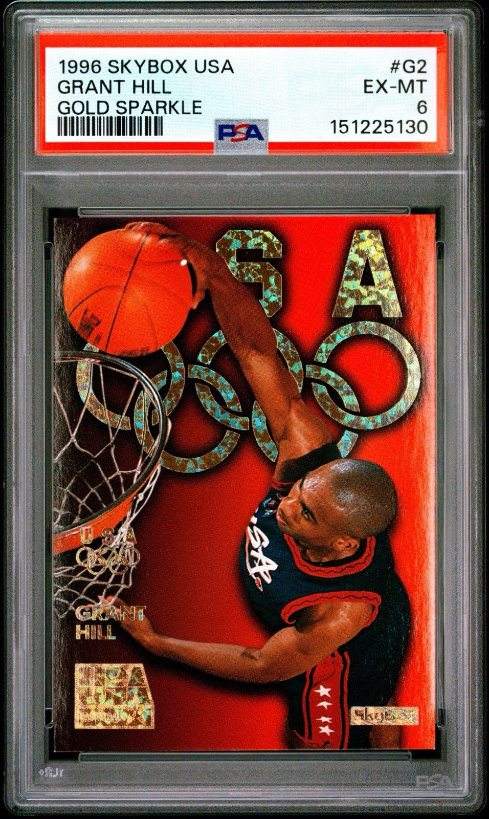 Grant Hill 1996 SkyBox USA Gold Sparkle #G2 PSA 6 Olympics Team USA