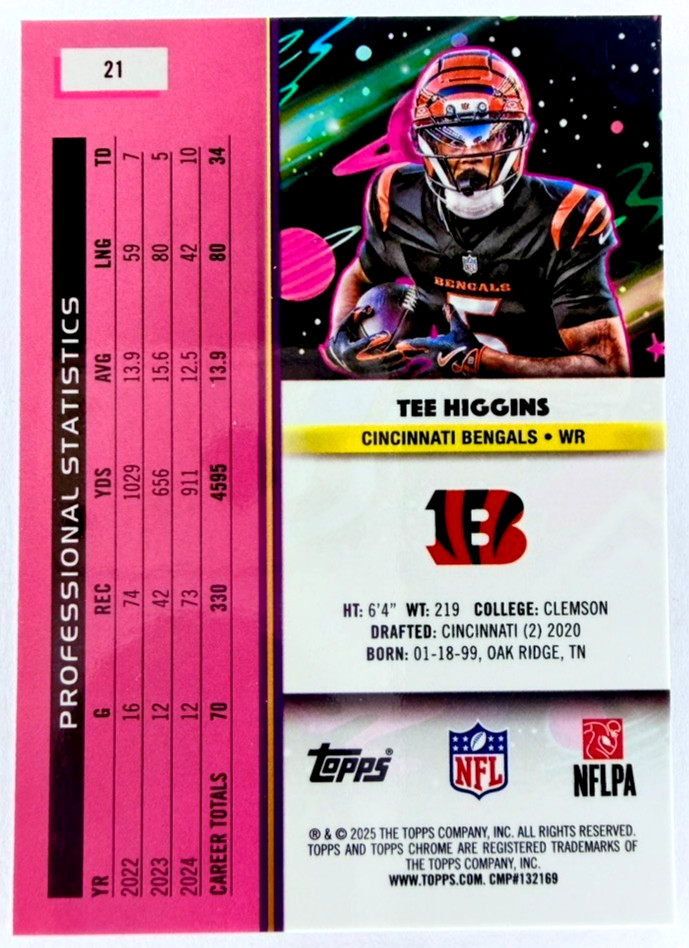 2025 Topps Cosmic Chrome TEE HIGGINS #21 Base – Cincinnati Bengals