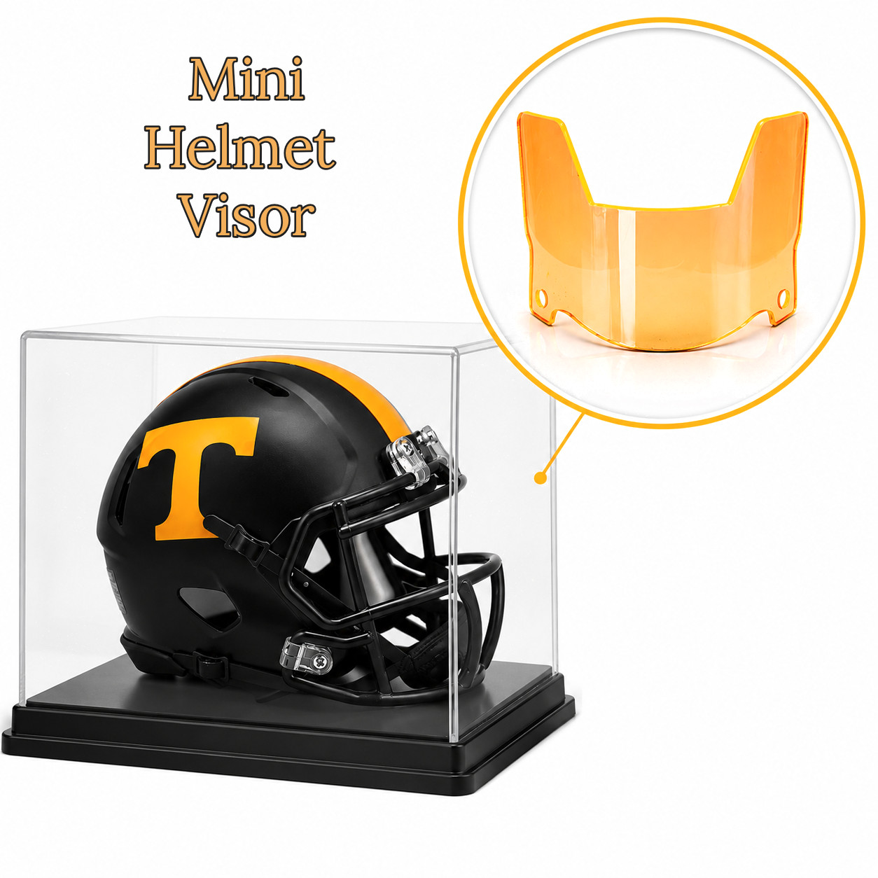 Transparent Orange (Vols) Mini Football Helmet Visor Eye Shield w/UA Clips.