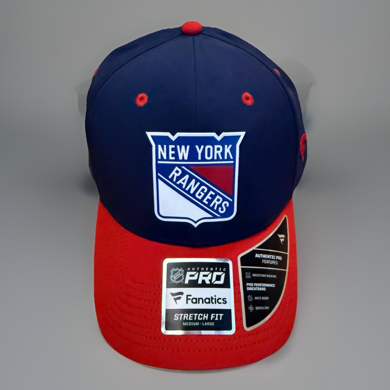 New York Rangers Fanatics Authentic Pro Stretch Fit Blue/Red Med-LG Wicking
