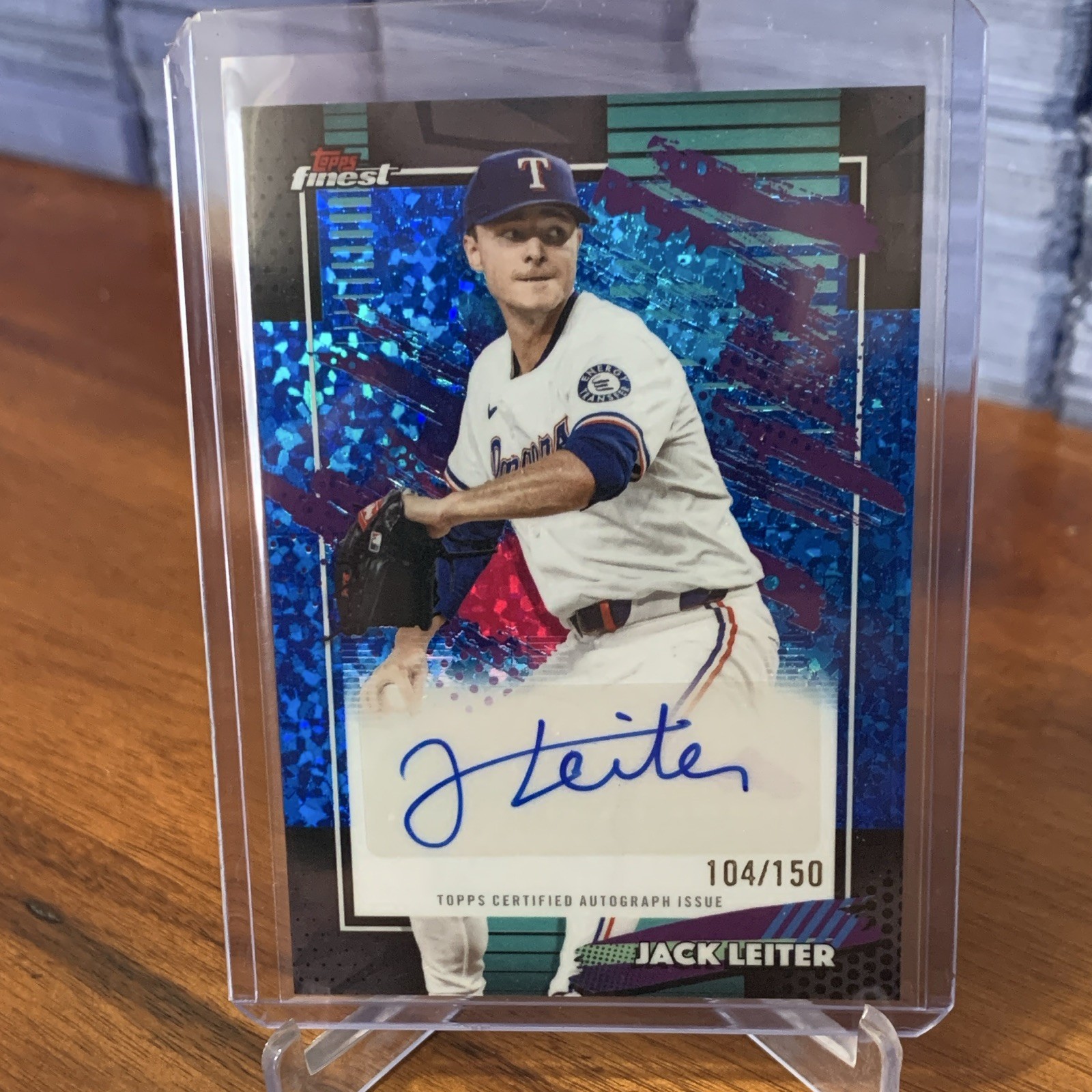 Topps Finest 2026 Jack Leiter Texas Rangers. Auto FMA-JL #104/150