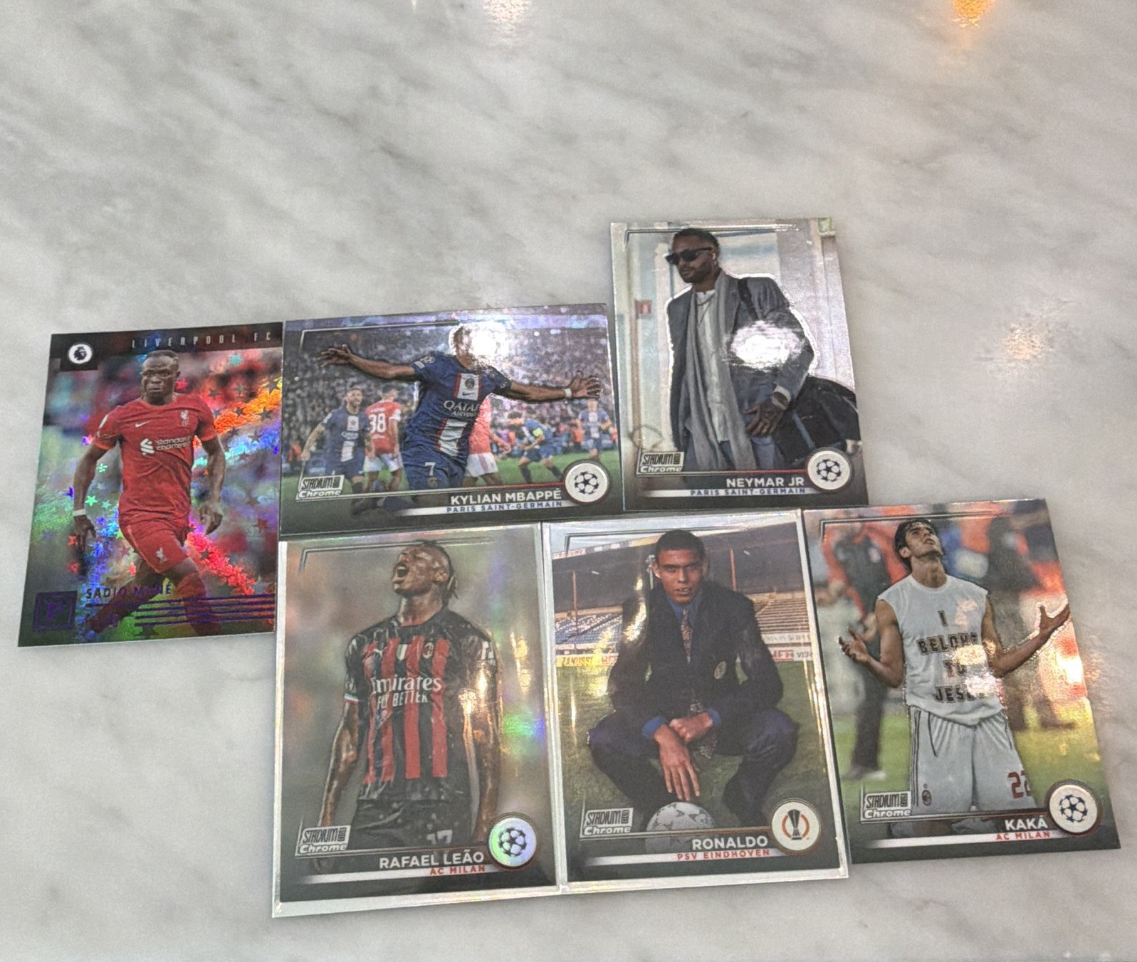 Topps Stadium Club Chrome UCL 2022-23 6-Card Lot Mbappé Neymar Mané Refractor