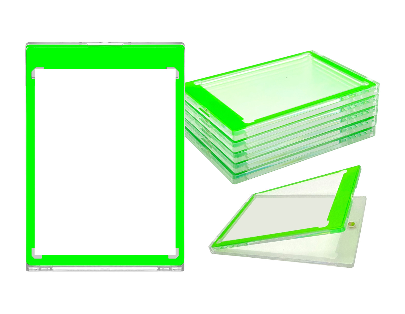 CF Magnetic Card Holder One Touch Case NEON GREEN BORDER – 35PT-260PT Sizes