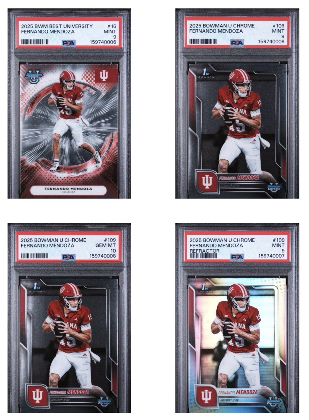 2025 Fernando Mendoza Bowman (4)Card PSA graded lot
