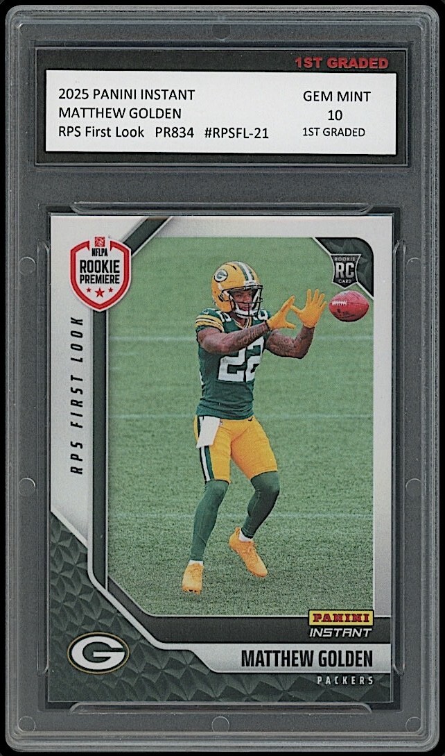 Matthew Golden 2025 Panini Instant RPS First Look #21 Rookie Card 1st Graded 10