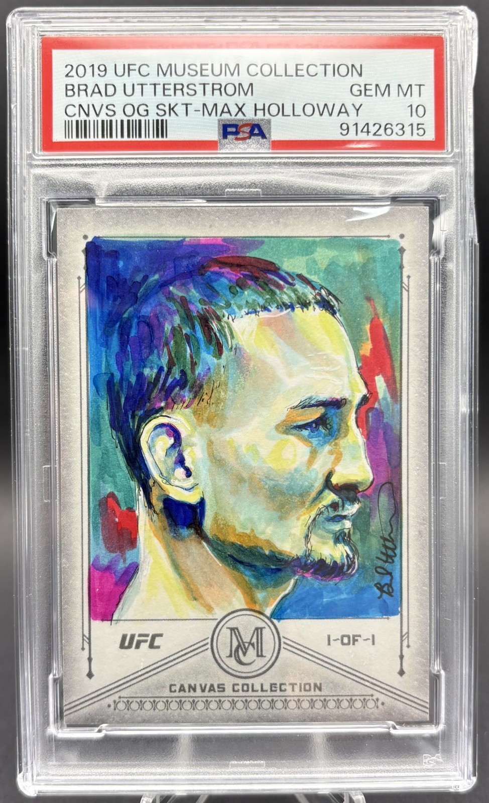 2019 Topps UFC Museum Max Holloway Sketch Canvas 1/1 (Brad Utterstrom) PSA 10