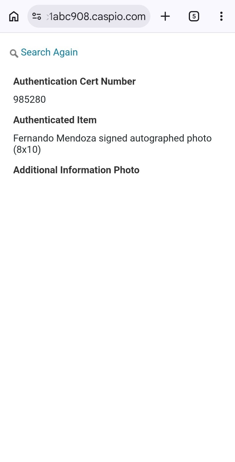 Fernando Mendoza Heisman Trophy Autographed Photo Indiana Authentication Pros